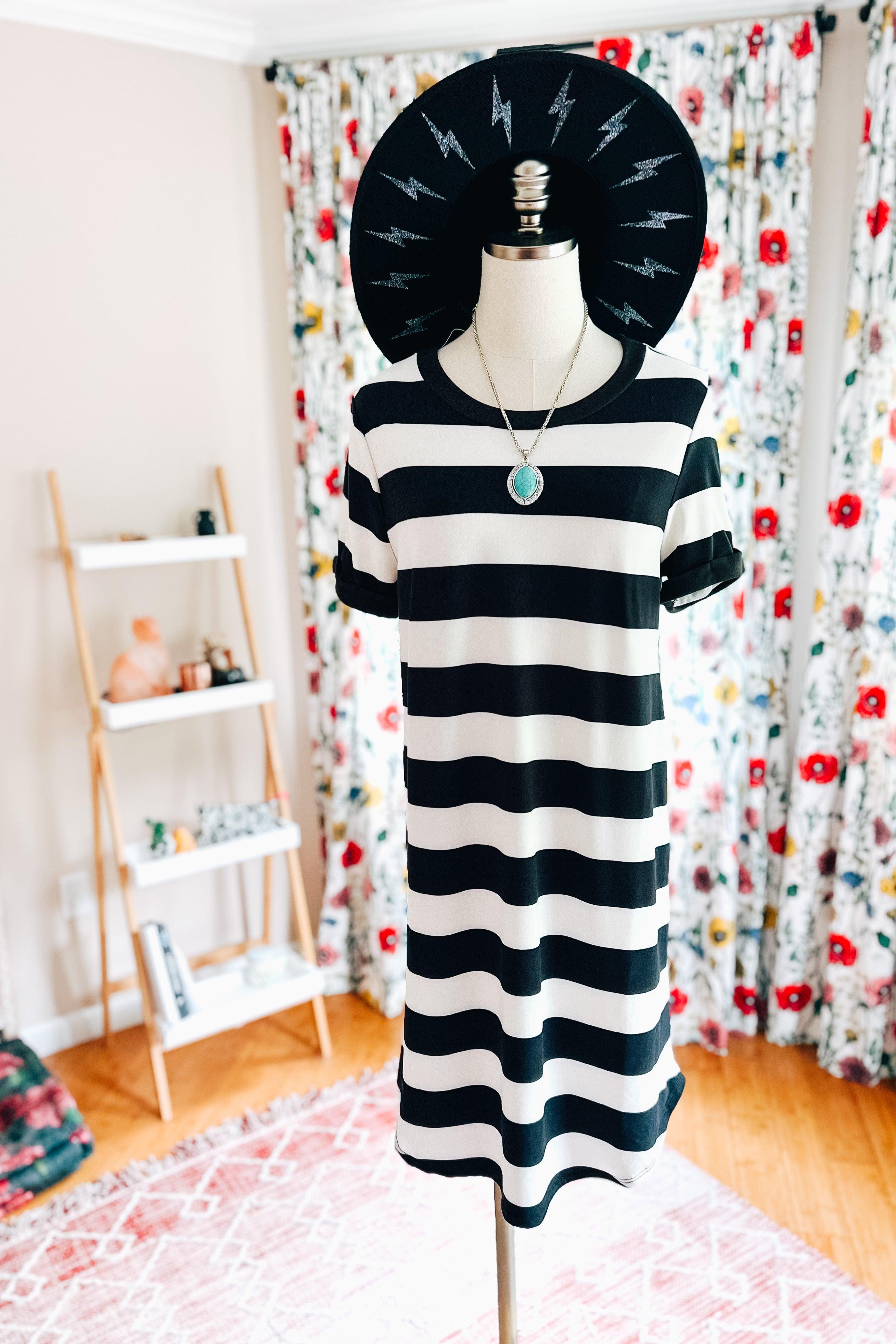 Oh Sheila Striped T Shirt Dress - Atomic Wildflower