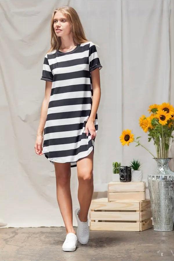 Oh Sheila Striped T Shirt Dress - Atomic Wildflower