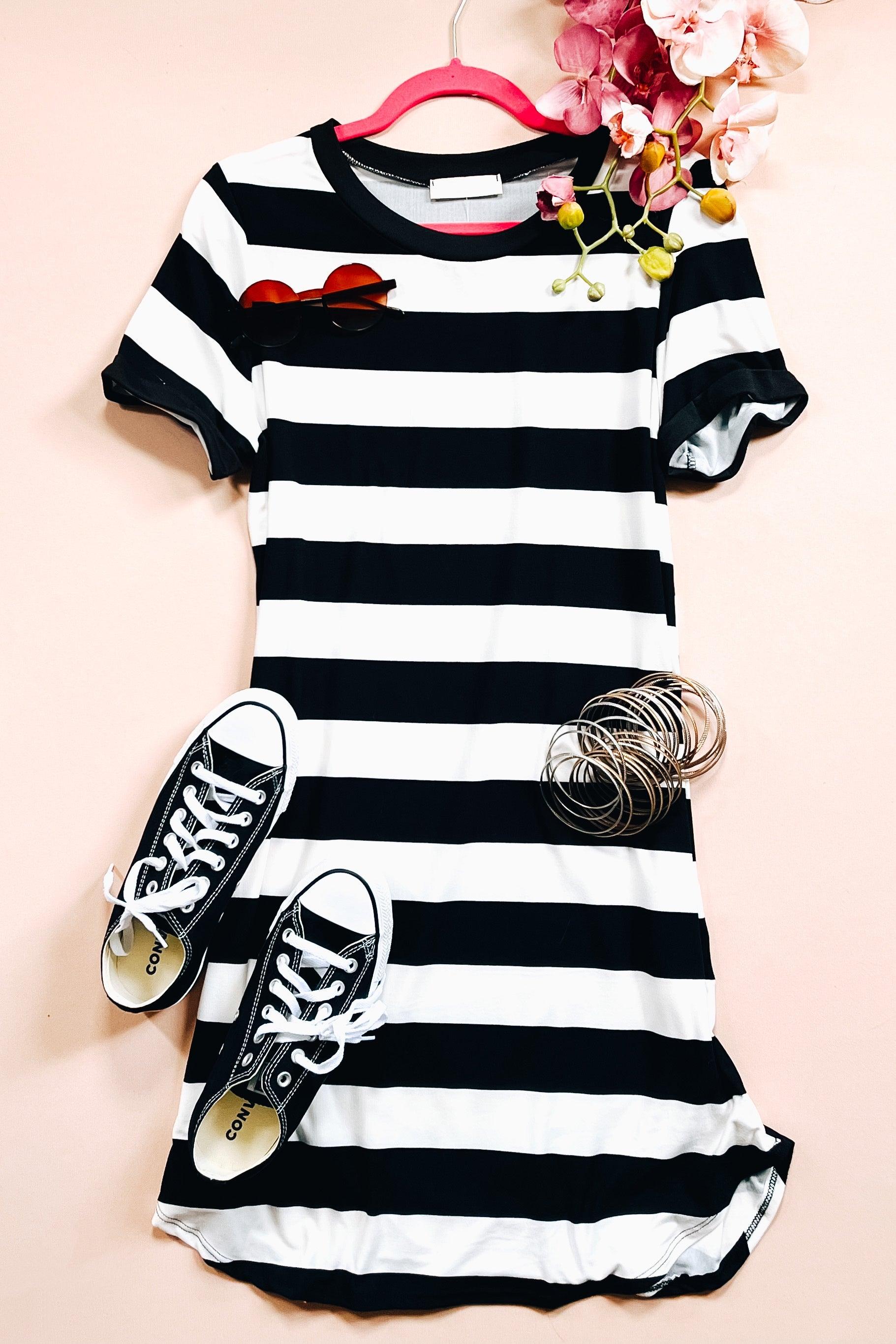 Oh Sheila Striped T Shirt Dress - Atomic Wildflower