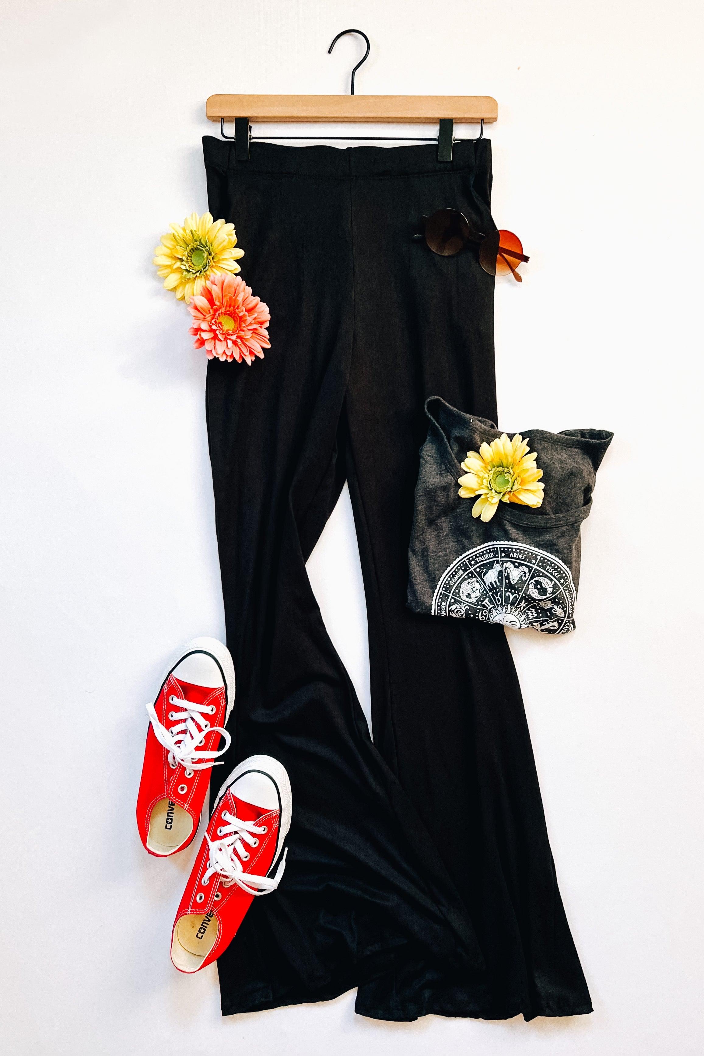 Never Basic Black Flared Pants - Atomic Wildflower