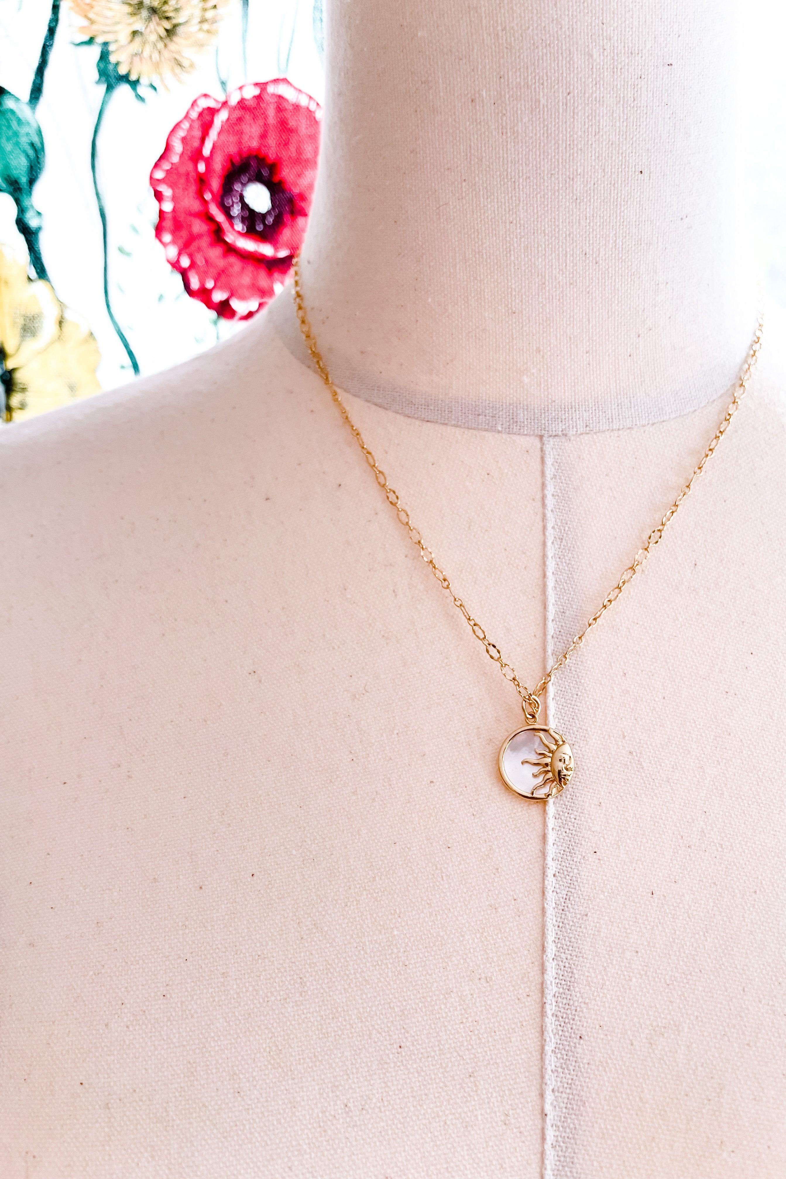 Here Comes The Sun Mother Of Pearl Necklace - Atomic Wildflower