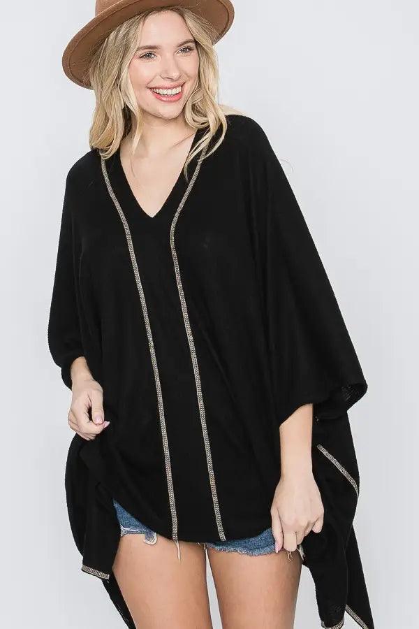 Vanya V Neck Poncho Top - Atomic Wildflower