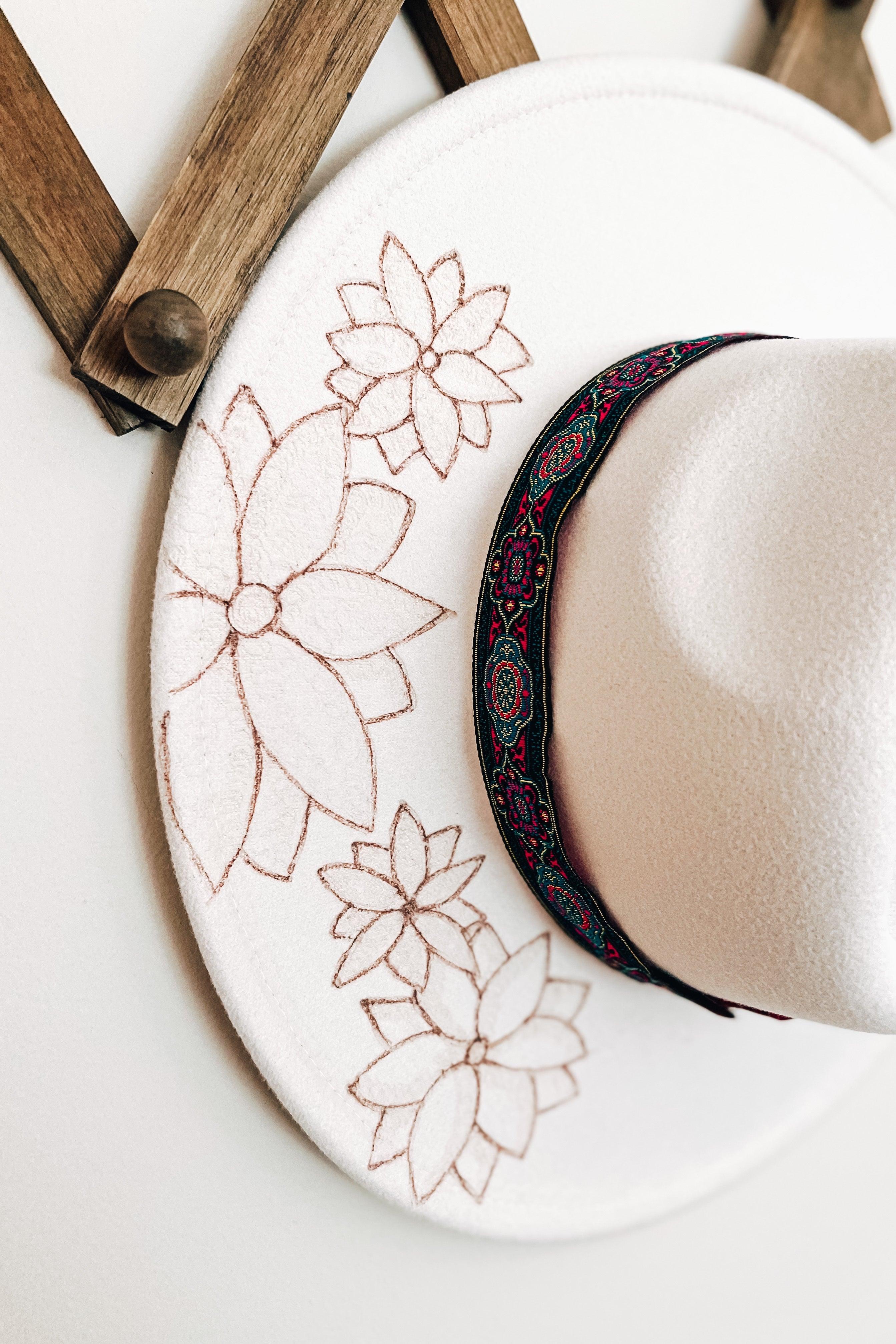Sunflower Baby Hand Burned Wide Brim Hat - Atomic Wildflower