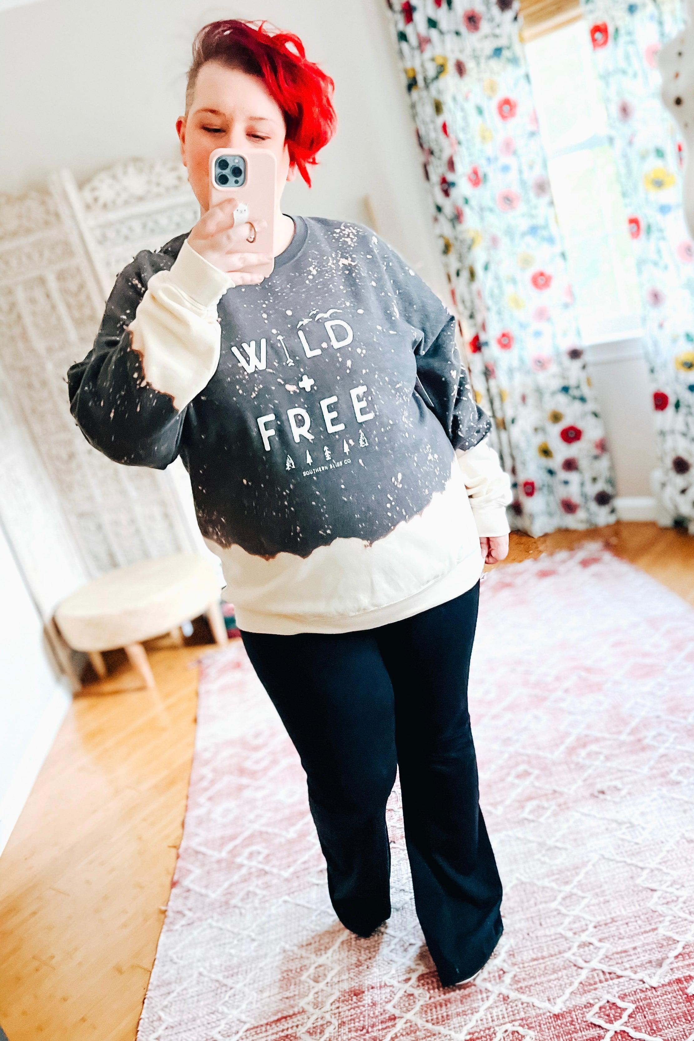 Wild & Free Bleached Sweatshirt - Atomic Wildflower