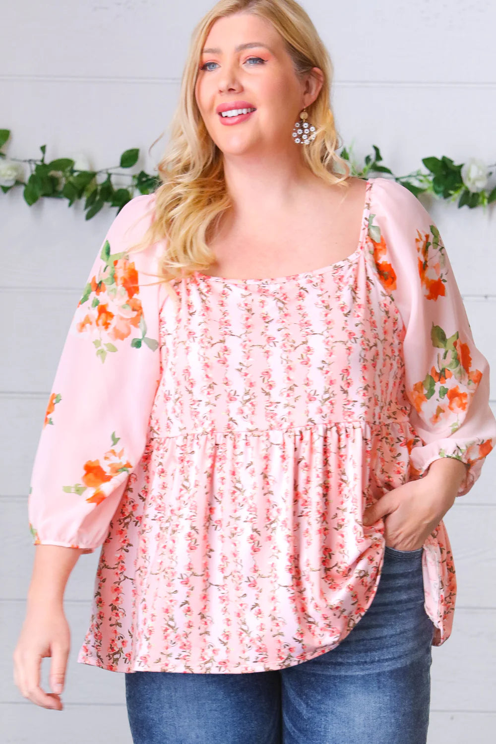 Lovers Picnic Chiffon Babydoll Blouse - Atomic Wildflower