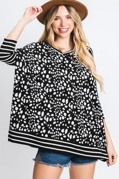 Mix It Up Mid Sleeve Tunic • Black - Atomic Wildflower