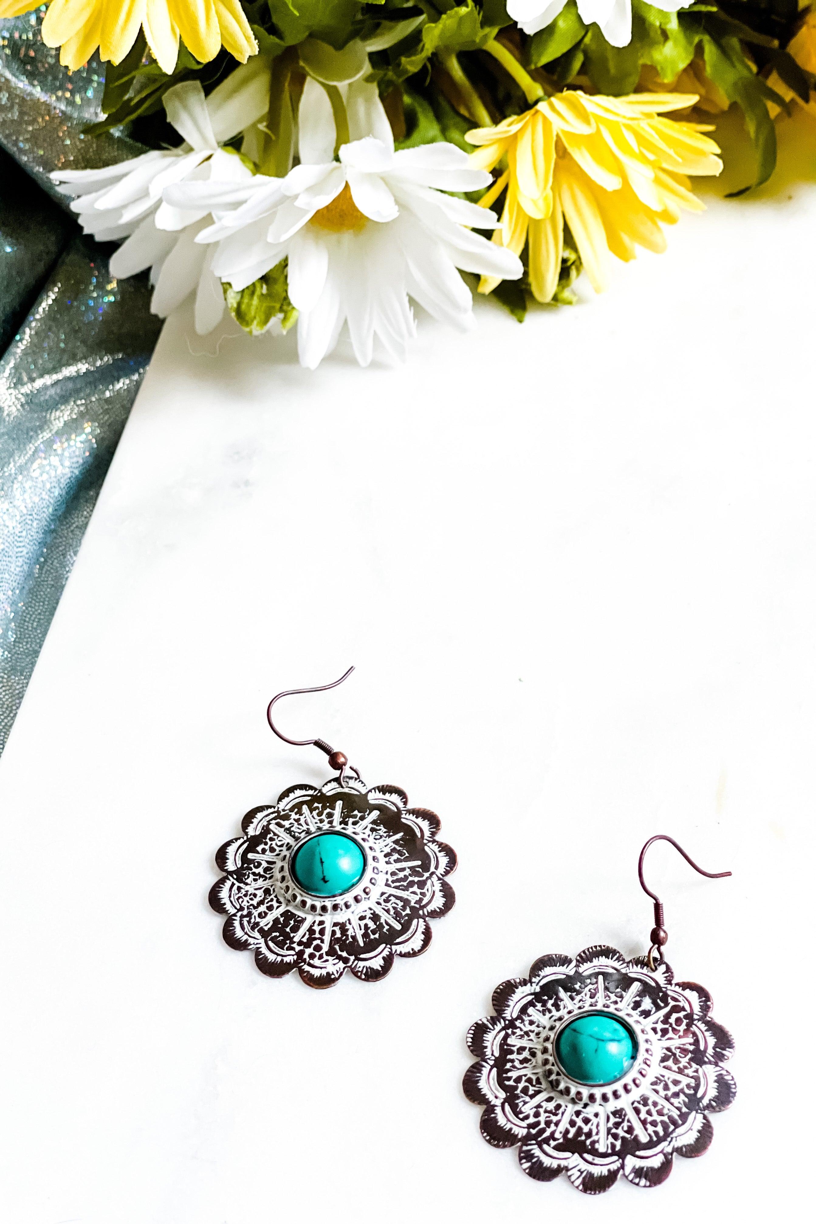 Rustic Flower Power Drop Earrings - Atomic Wildflower