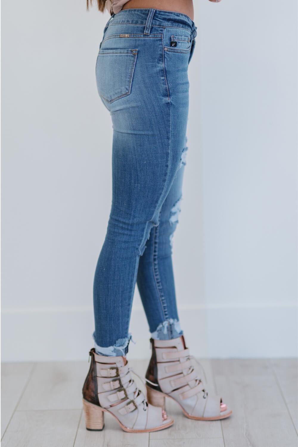 Take On Me Distressed Skinny Jeans - Atomic Wildflower