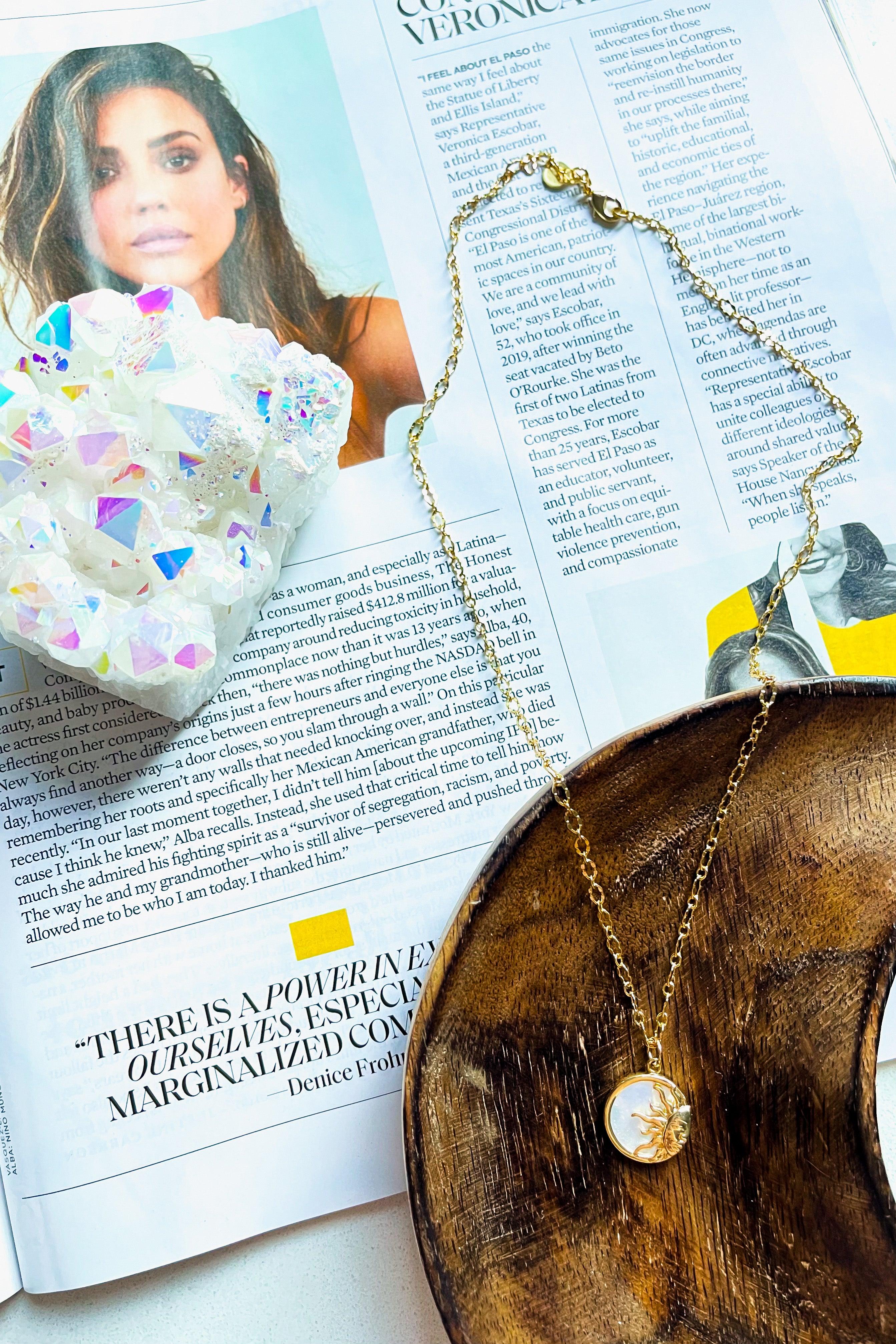 Here Comes The Sun Mother Of Pearl Necklace - Atomic Wildflower