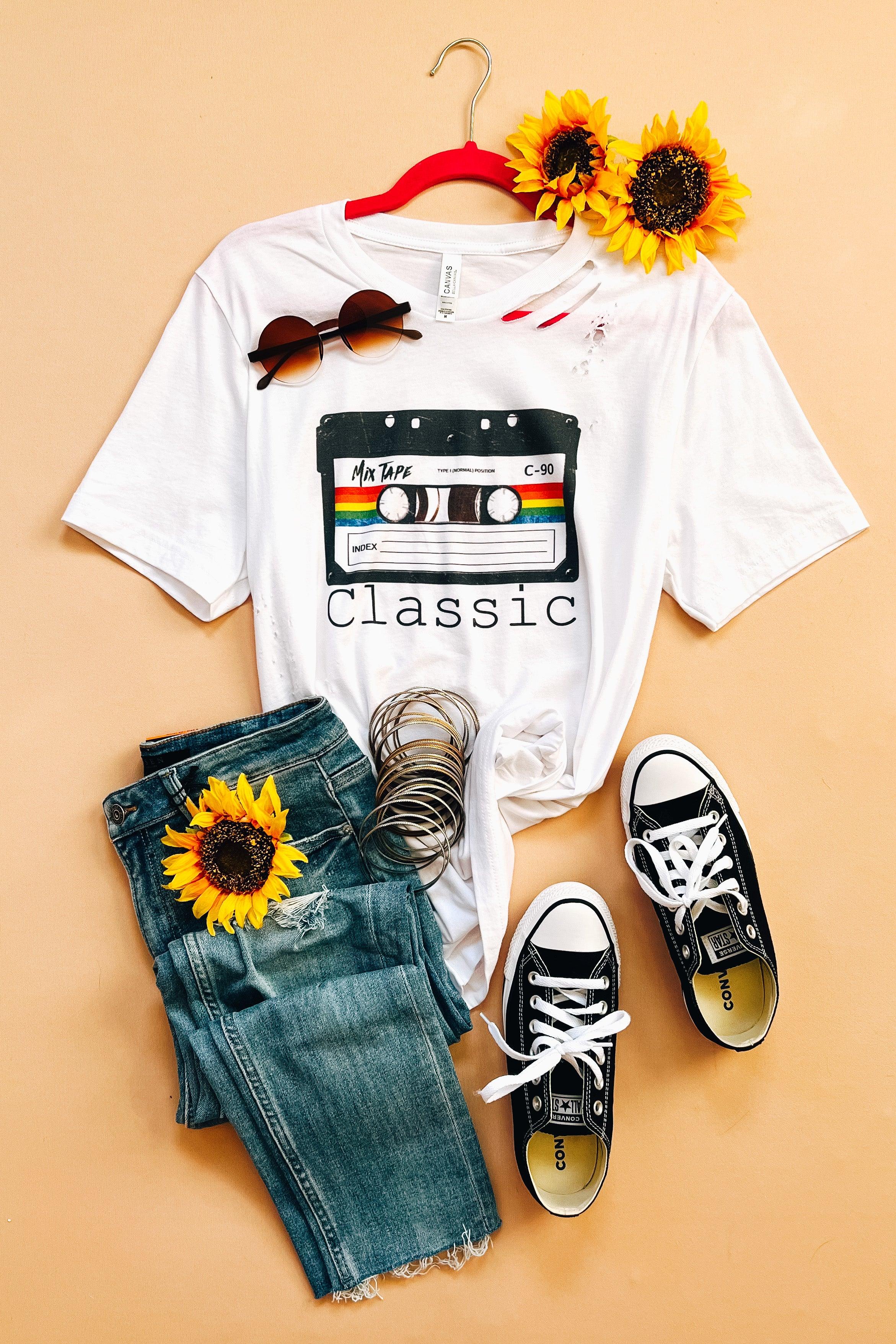 Distressed Classic Mix Tape Tee - Atomic Wildflower