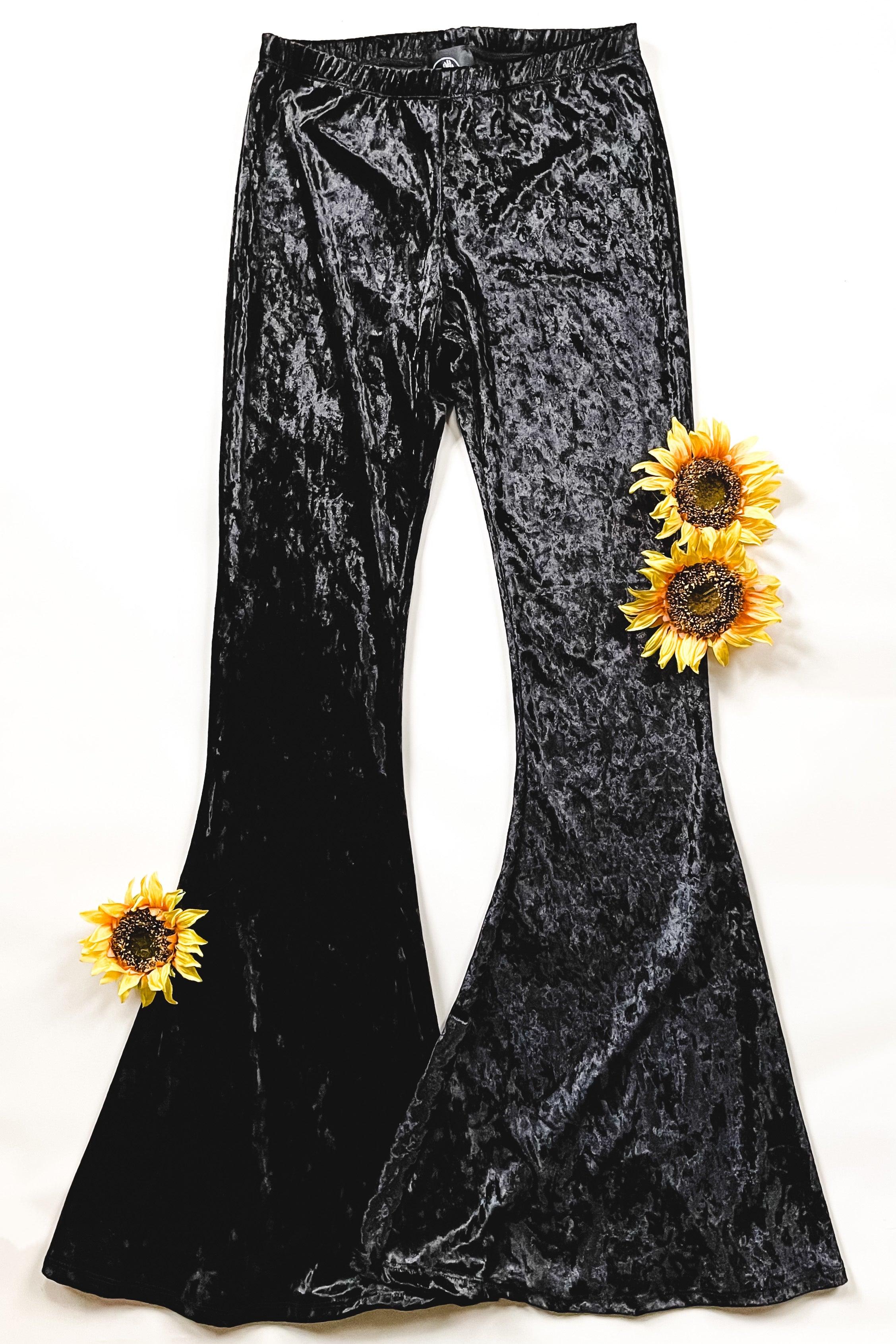 Venom Black Velvet Bell Bottoms - Atomic Wildflower