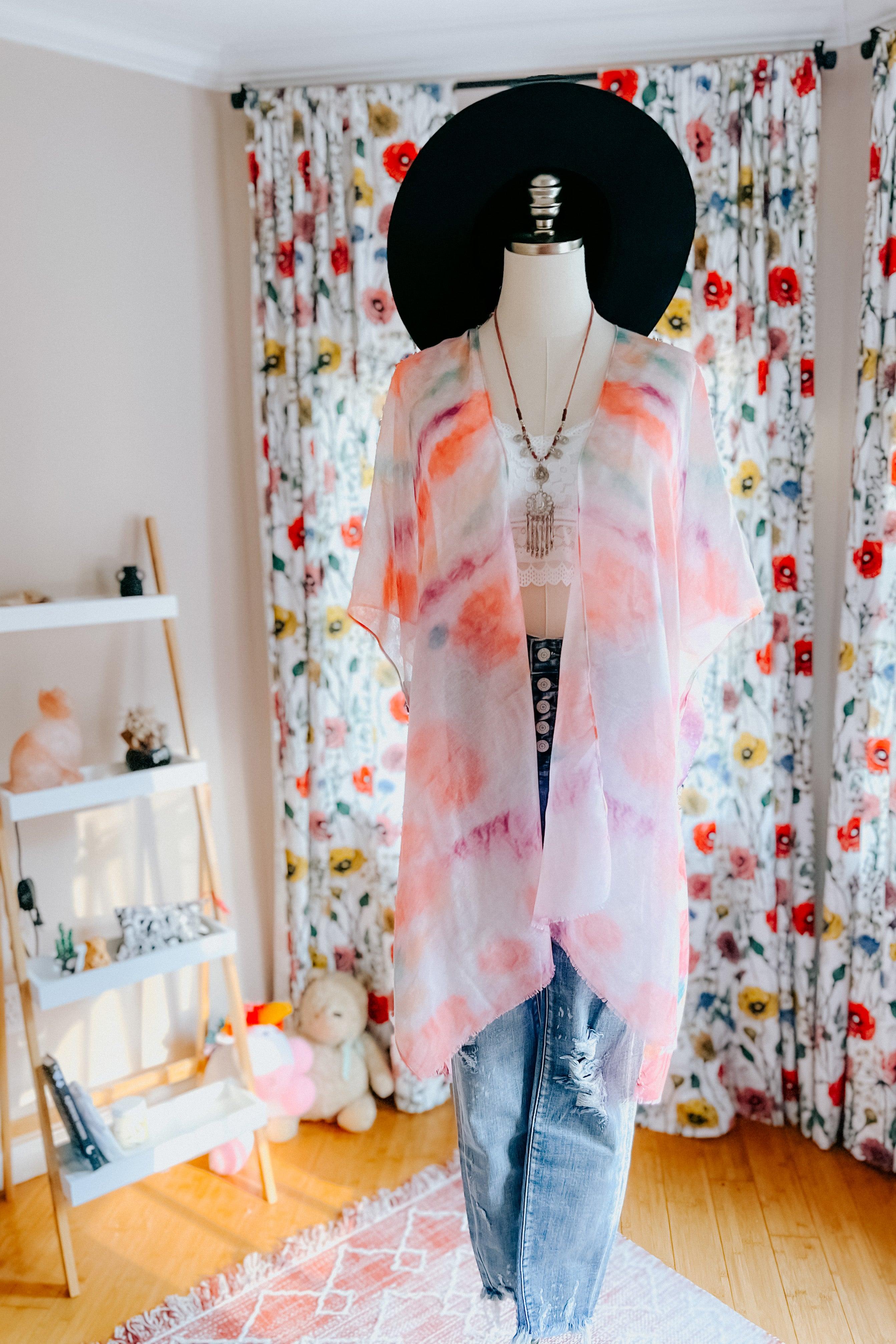 Almost Heavenly Tie Dye Layering Piece Kimono - Atomic Wildflower