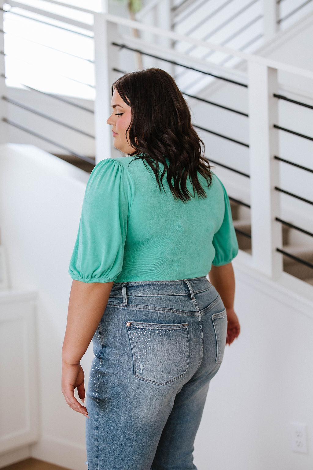 A Total Vision Square Neck Bodysuit • Mint - Atomic Wildflower