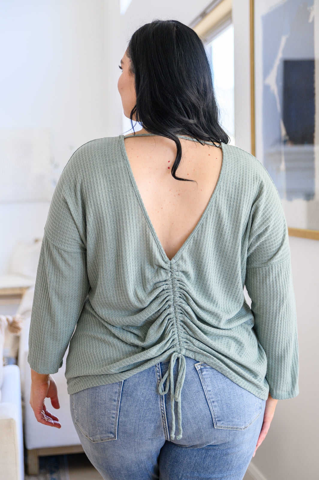 Austin Waffle Knit Basic Top • Sage