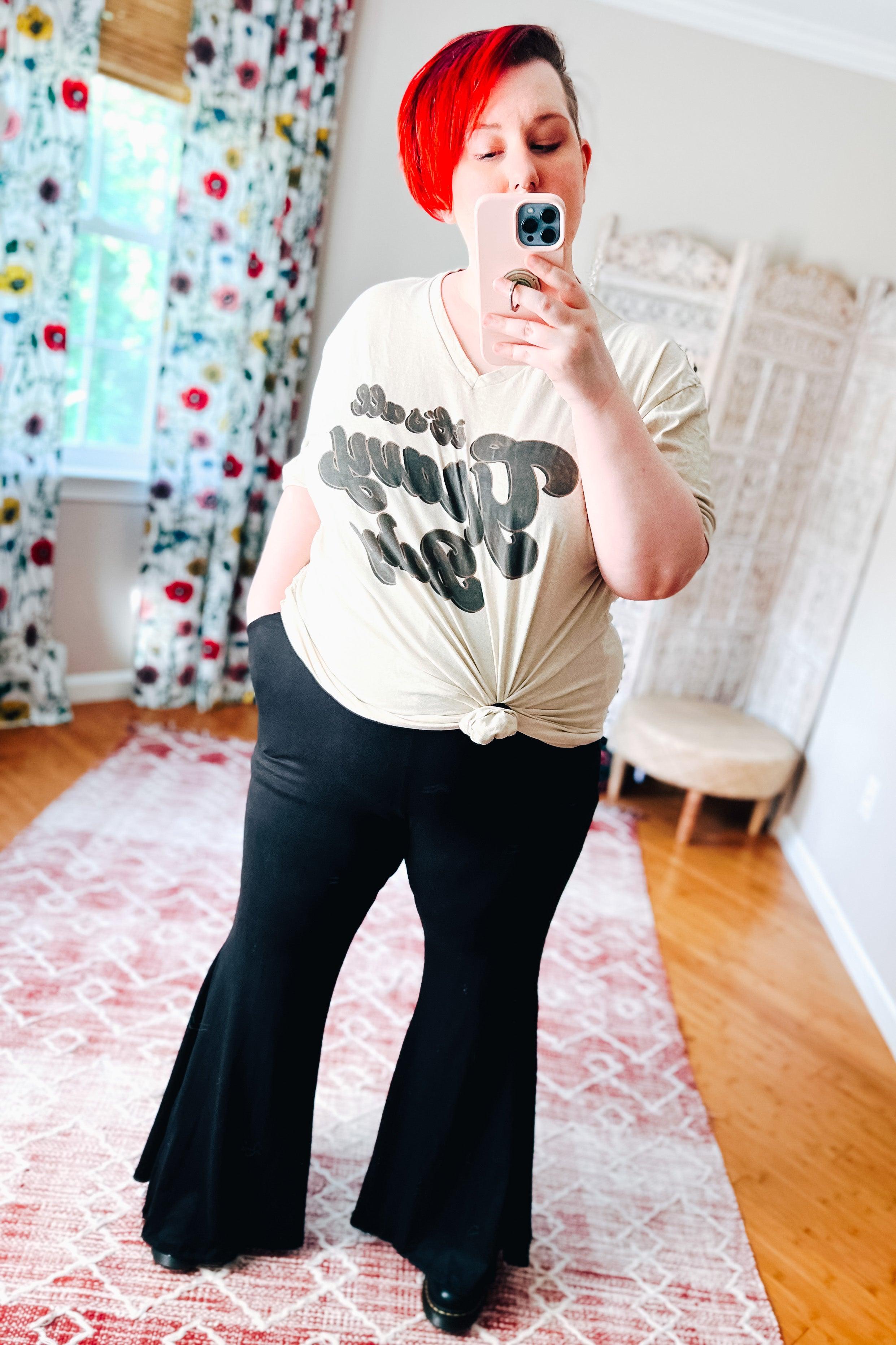 Never Basic Black Flared Pants - Atomic Wildflower