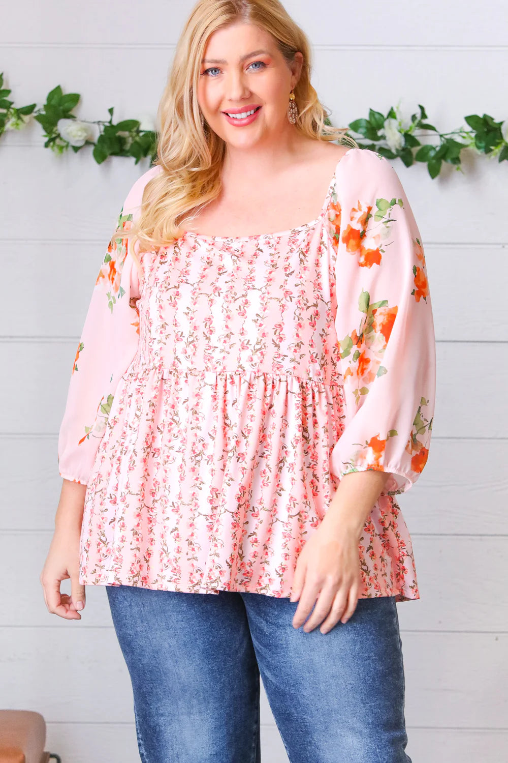 Lovers Picnic Chiffon Babydoll Blouse - Atomic Wildflower