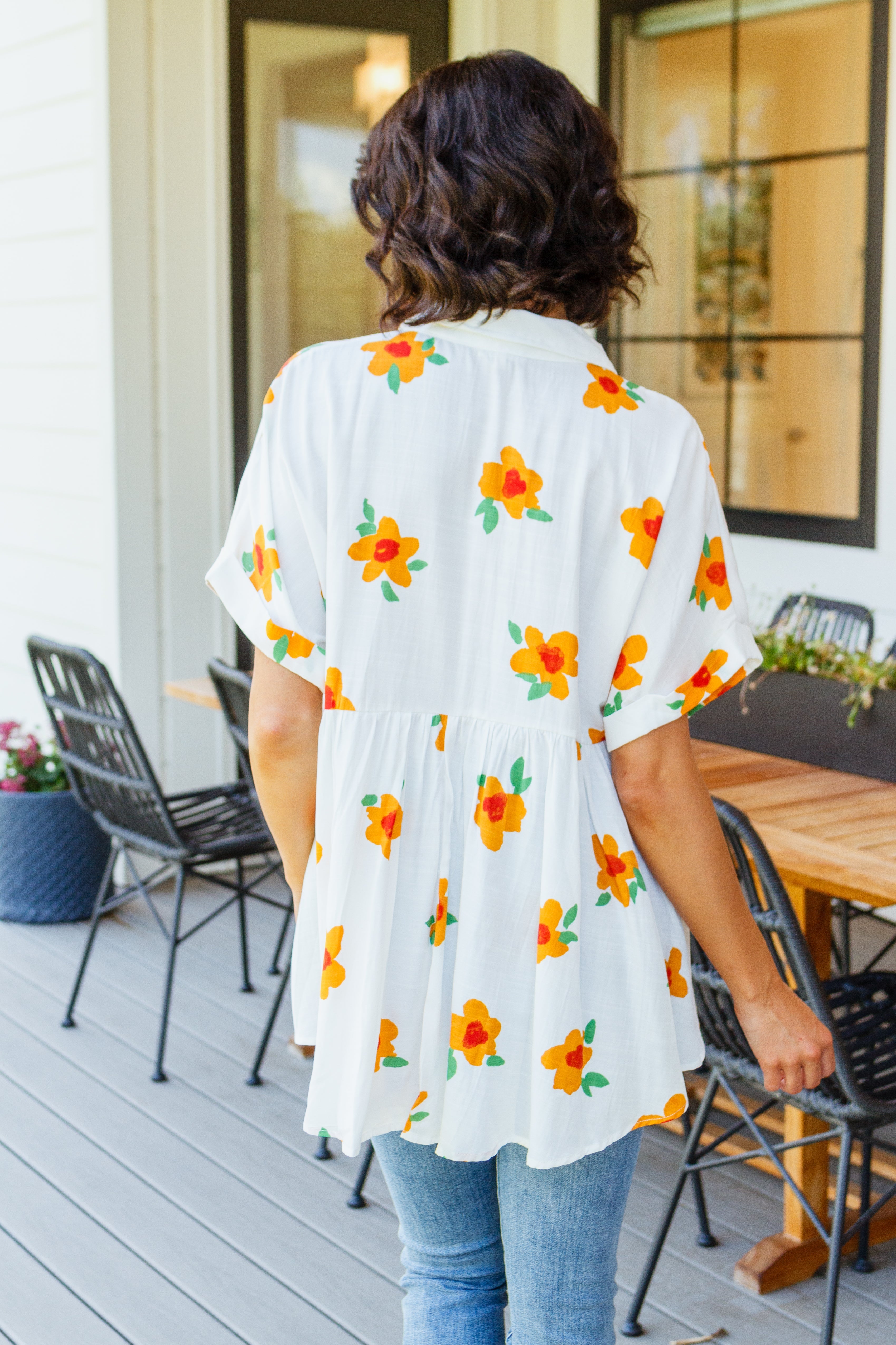 Blissed Out Button Up Babydoll Tunic - Atomic Wildflower
