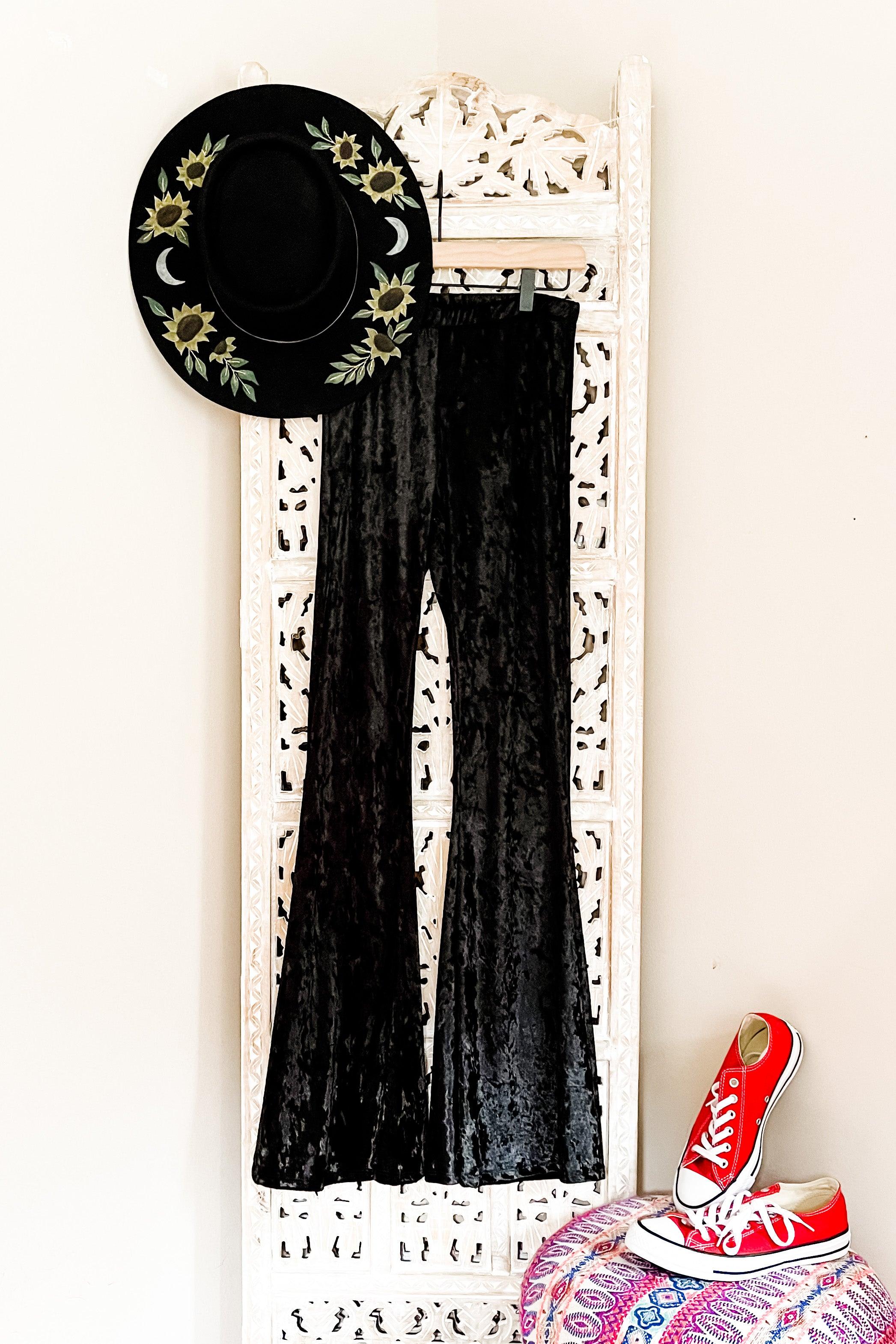 Venom Black Velvet Bell Bottoms - Atomic Wildflower