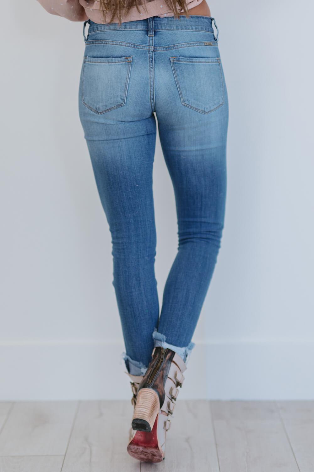 Take On Me Distressed Skinny Jeans - Atomic Wildflower