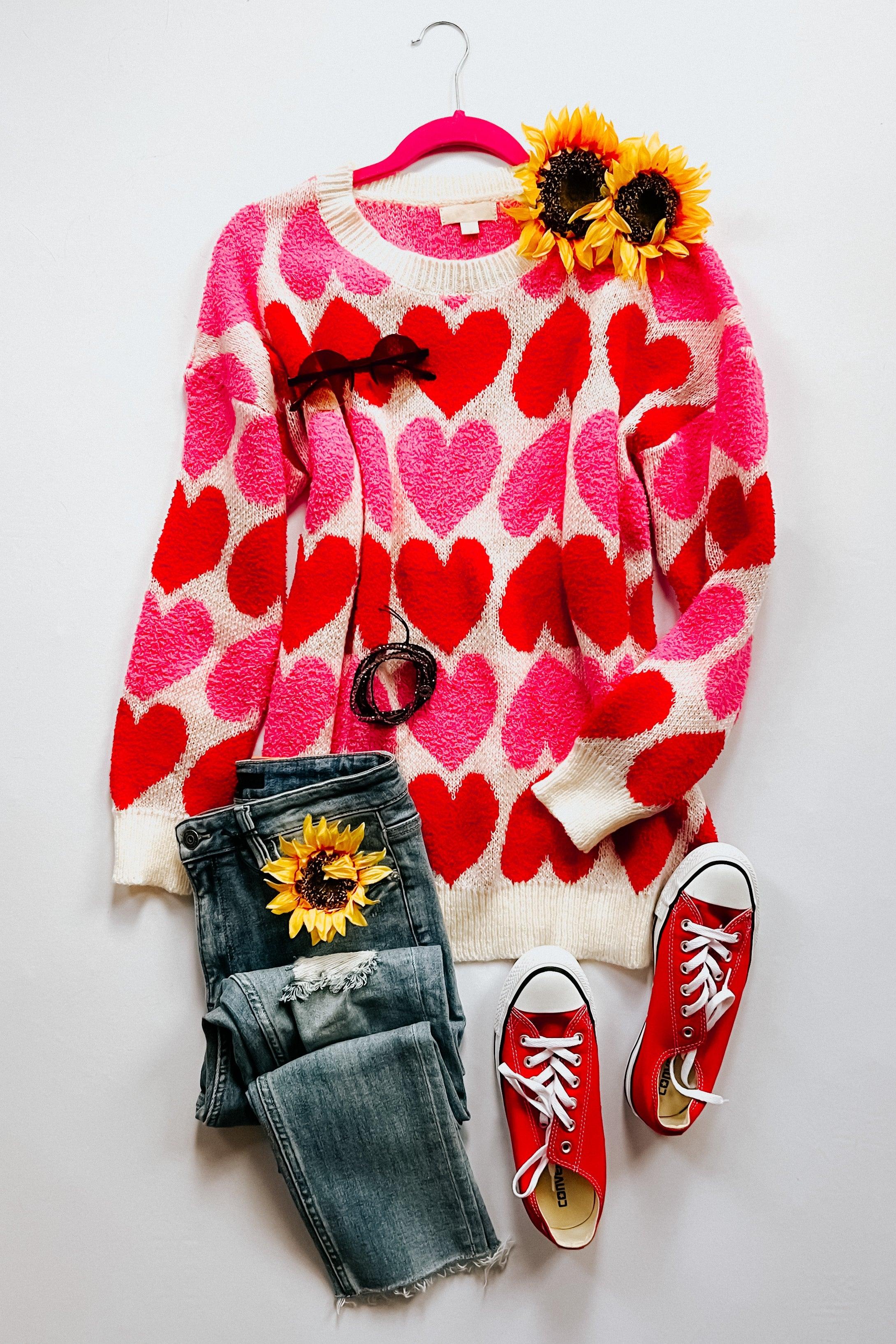 Heart To Heart Oversized Sweater - Atomic Wildflower