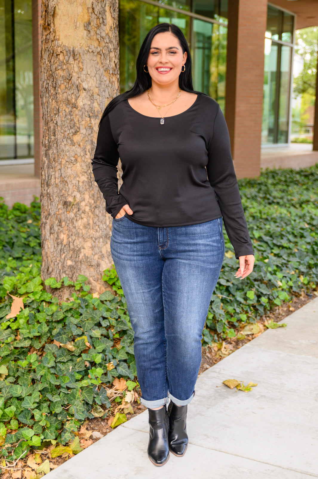 Can You Believe It Basic Long Sleeve Top • Black