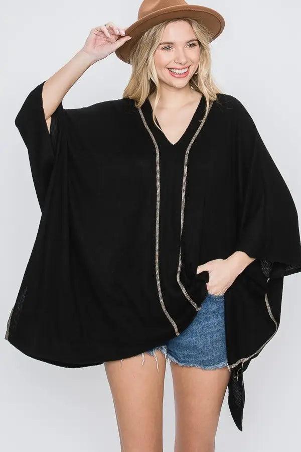 Vanya V Neck Poncho Top - Atomic Wildflower