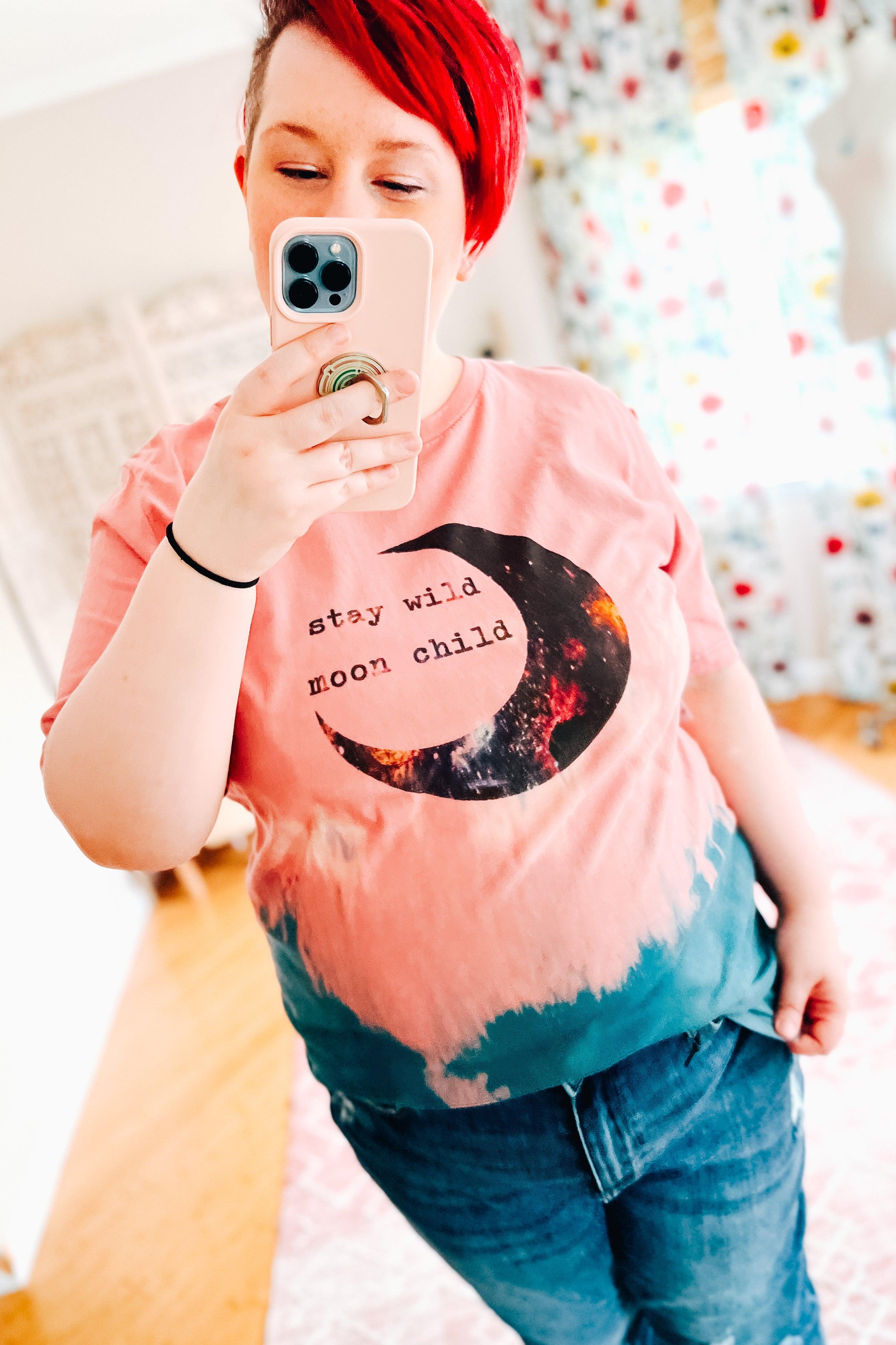 Stay Wild Moon Child Ombre Tee - Atomic Wildflower
