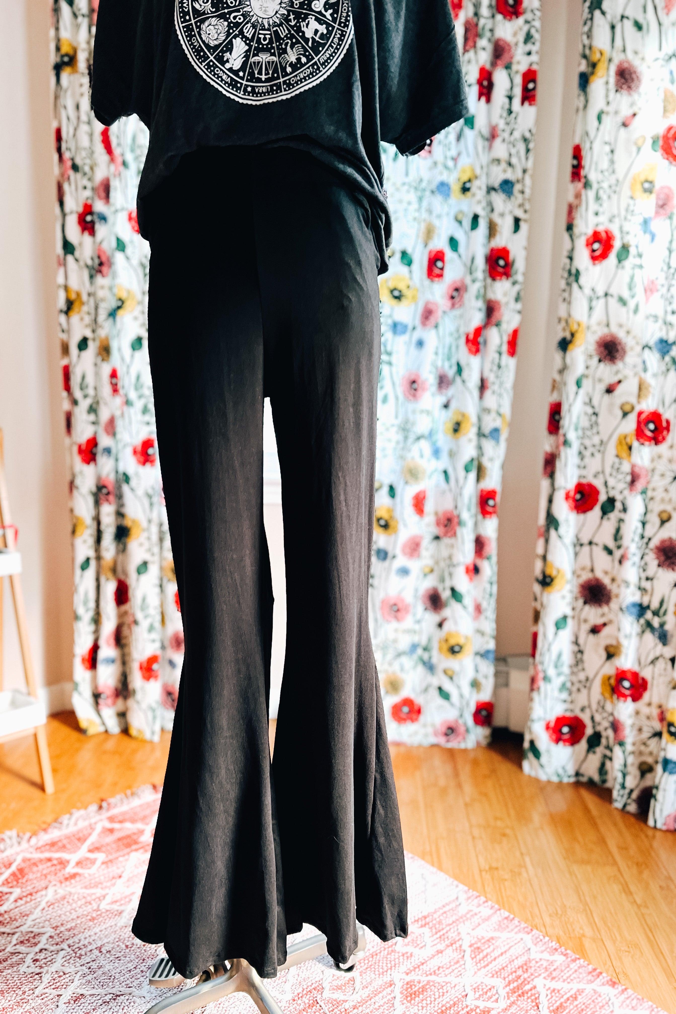 Never Basic Black Flared Pants - Atomic Wildflower