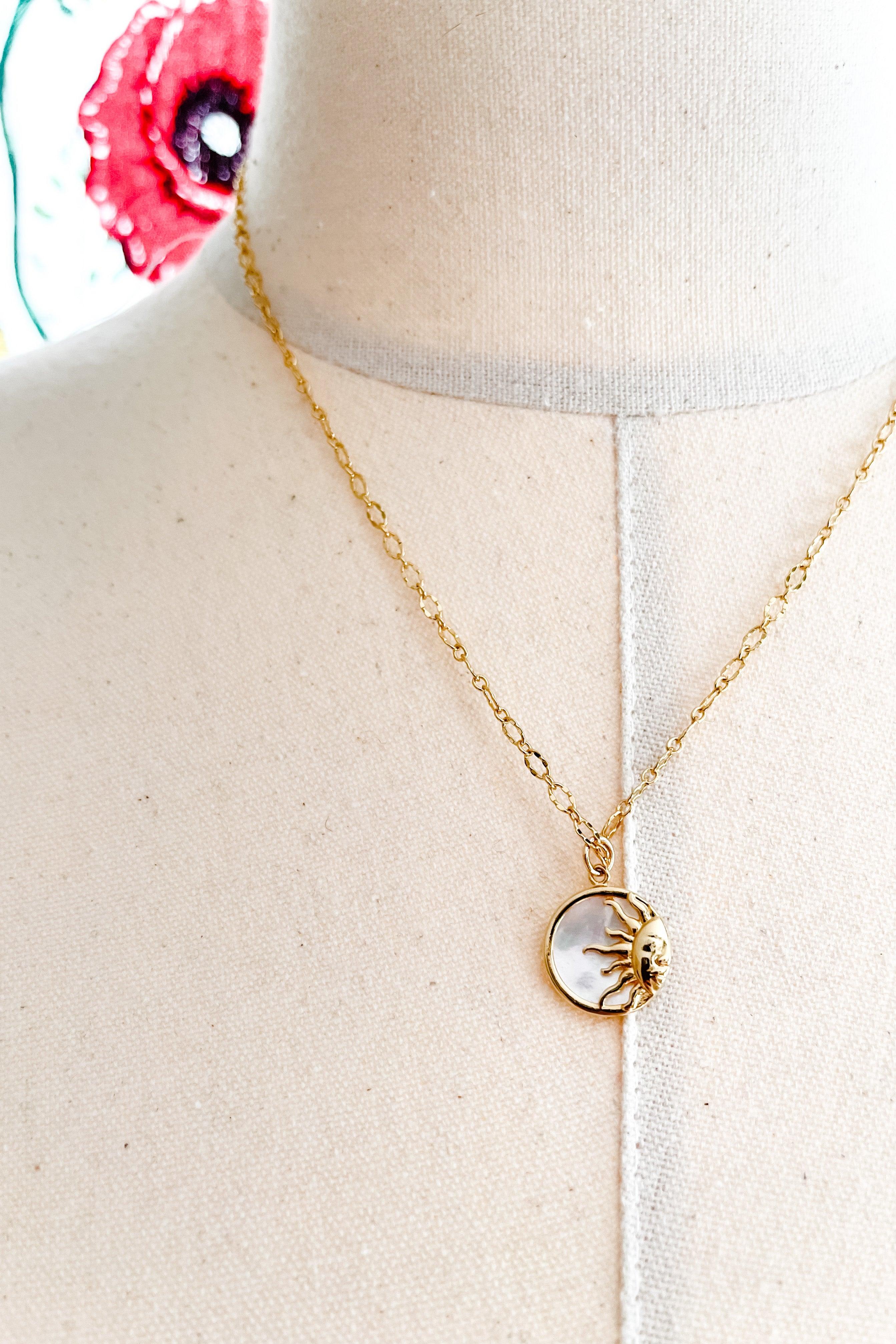 Here Comes The Sun Mother Of Pearl Necklace - Atomic Wildflower