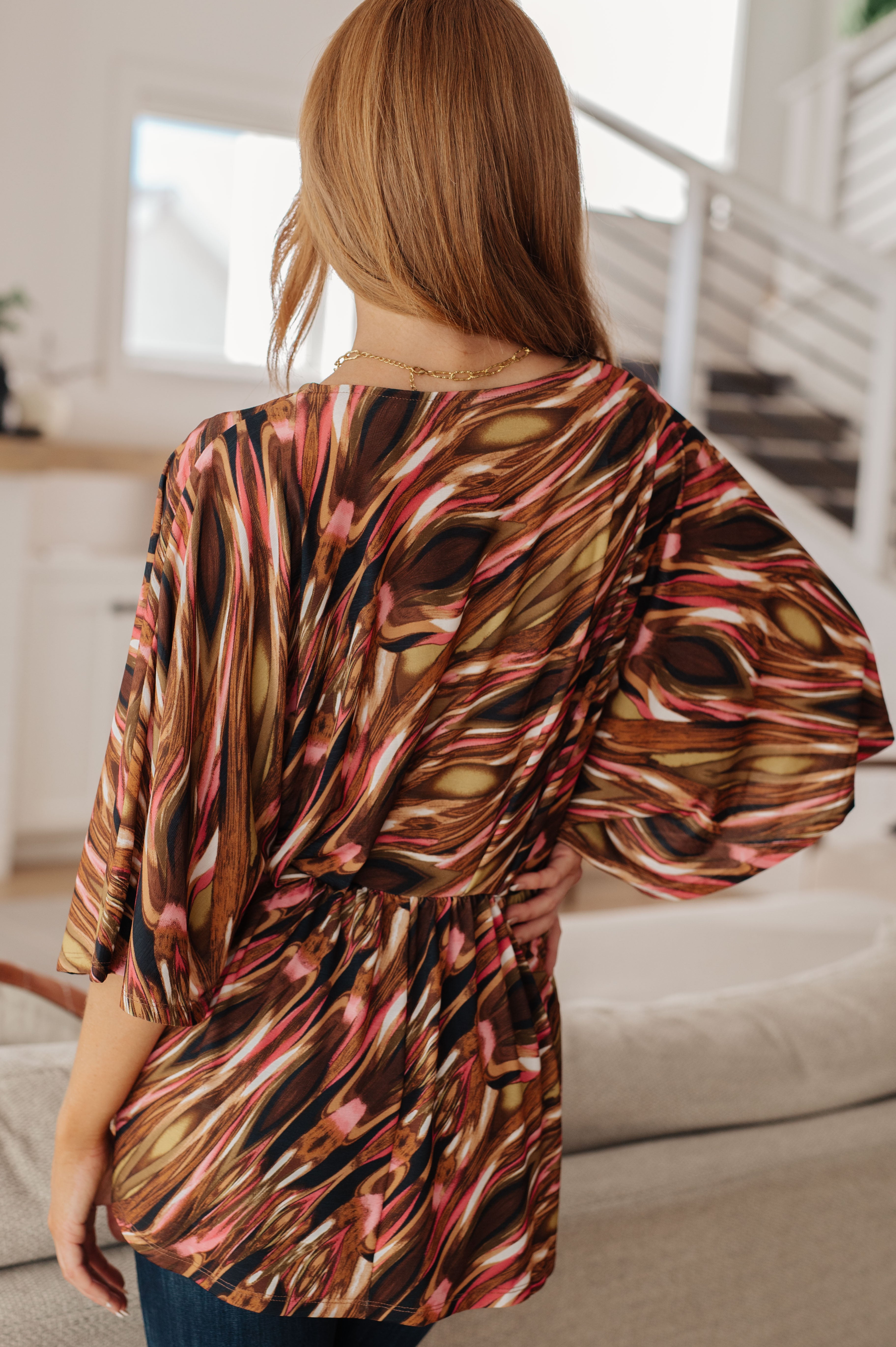 Dearest Dreamer Peplum Top • Abstract Mocha