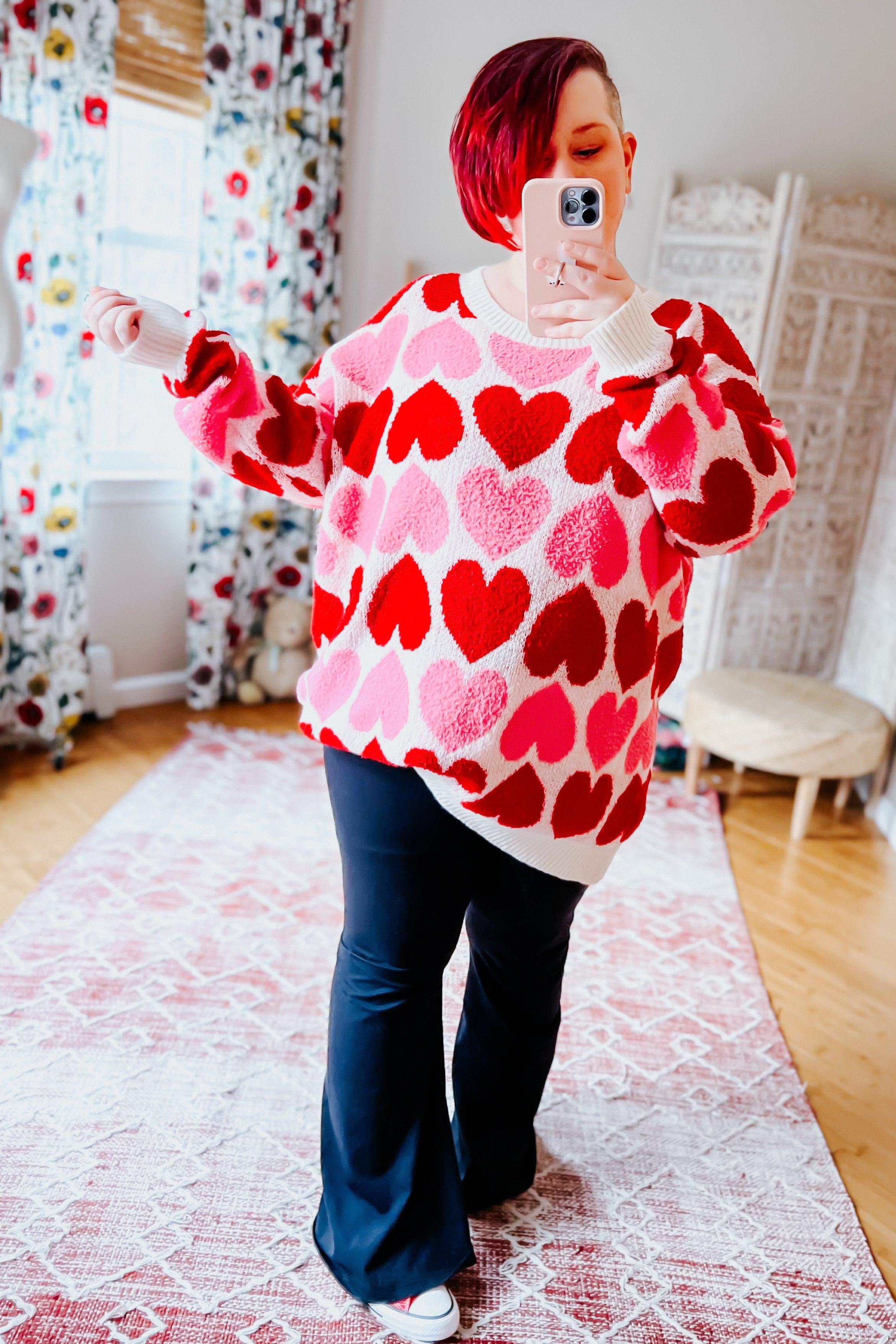 Heart To Heart Oversized Sweater - Atomic Wildflower
