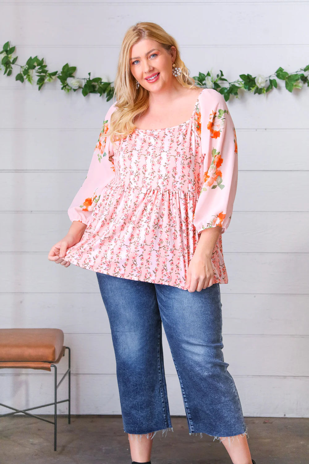 Lovers Picnic Chiffon Babydoll Blouse - Atomic Wildflower
