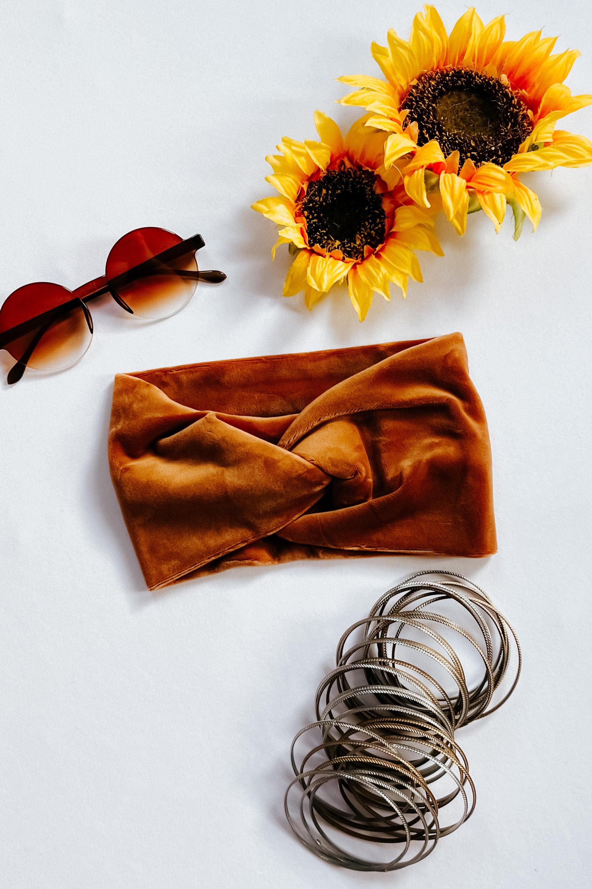 Joplin Twisted Velvet Headband • Bronze - Atomic Wildflower
