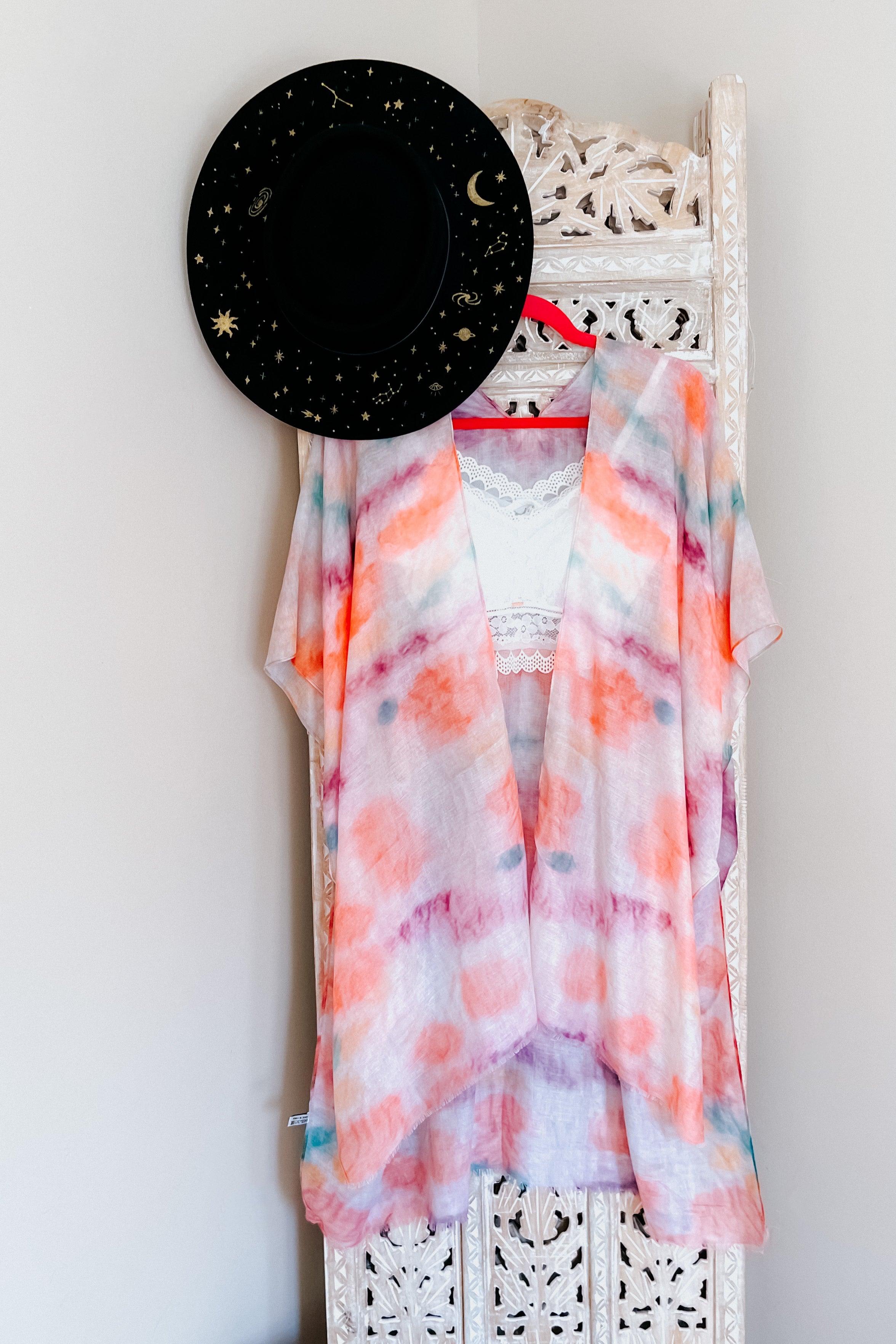 Almost Heavenly Tie Dye Layering Piece Kimono - Atomic Wildflower