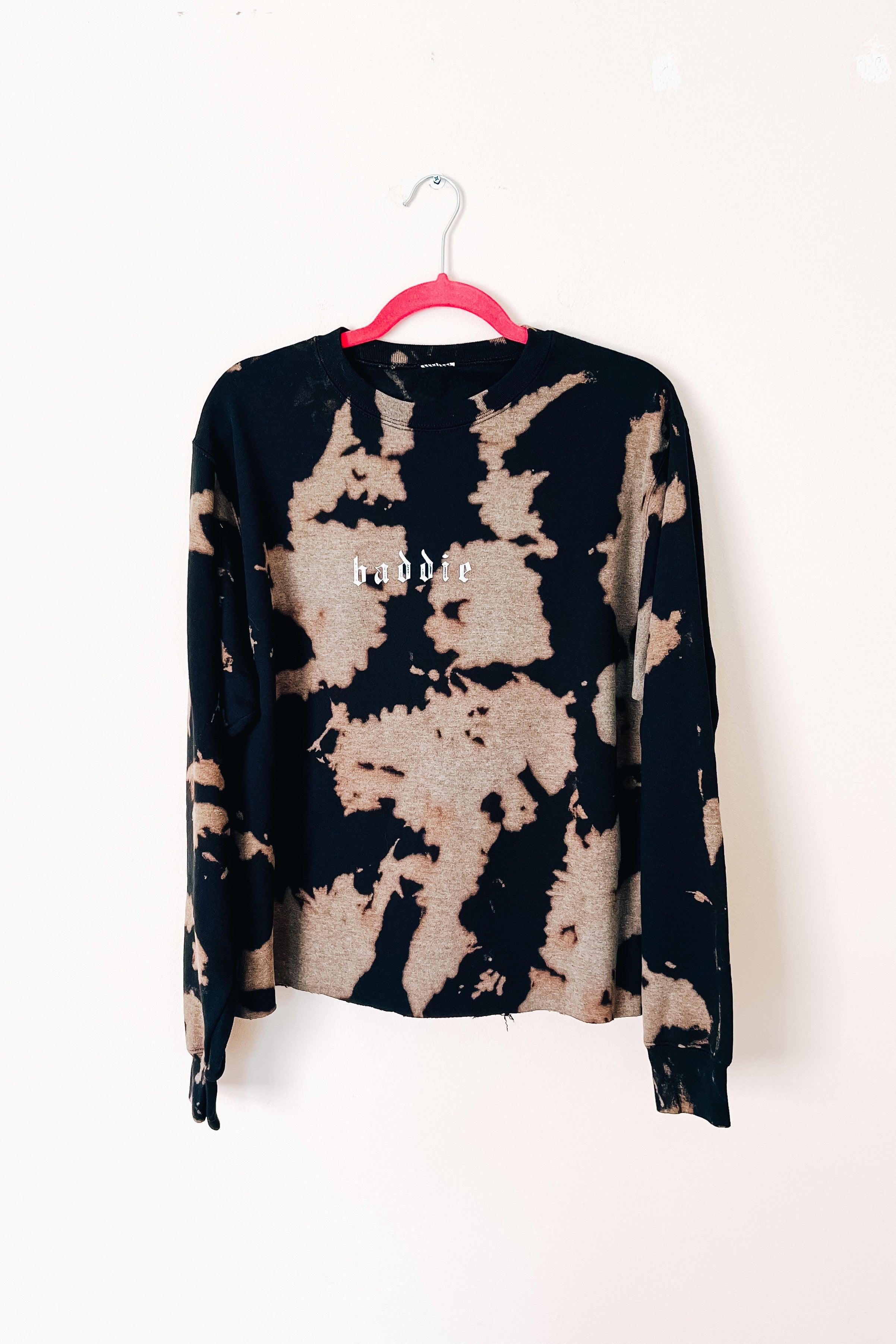 Baddie Cropped Bleached Sweatshirt - Atomic Wildflower