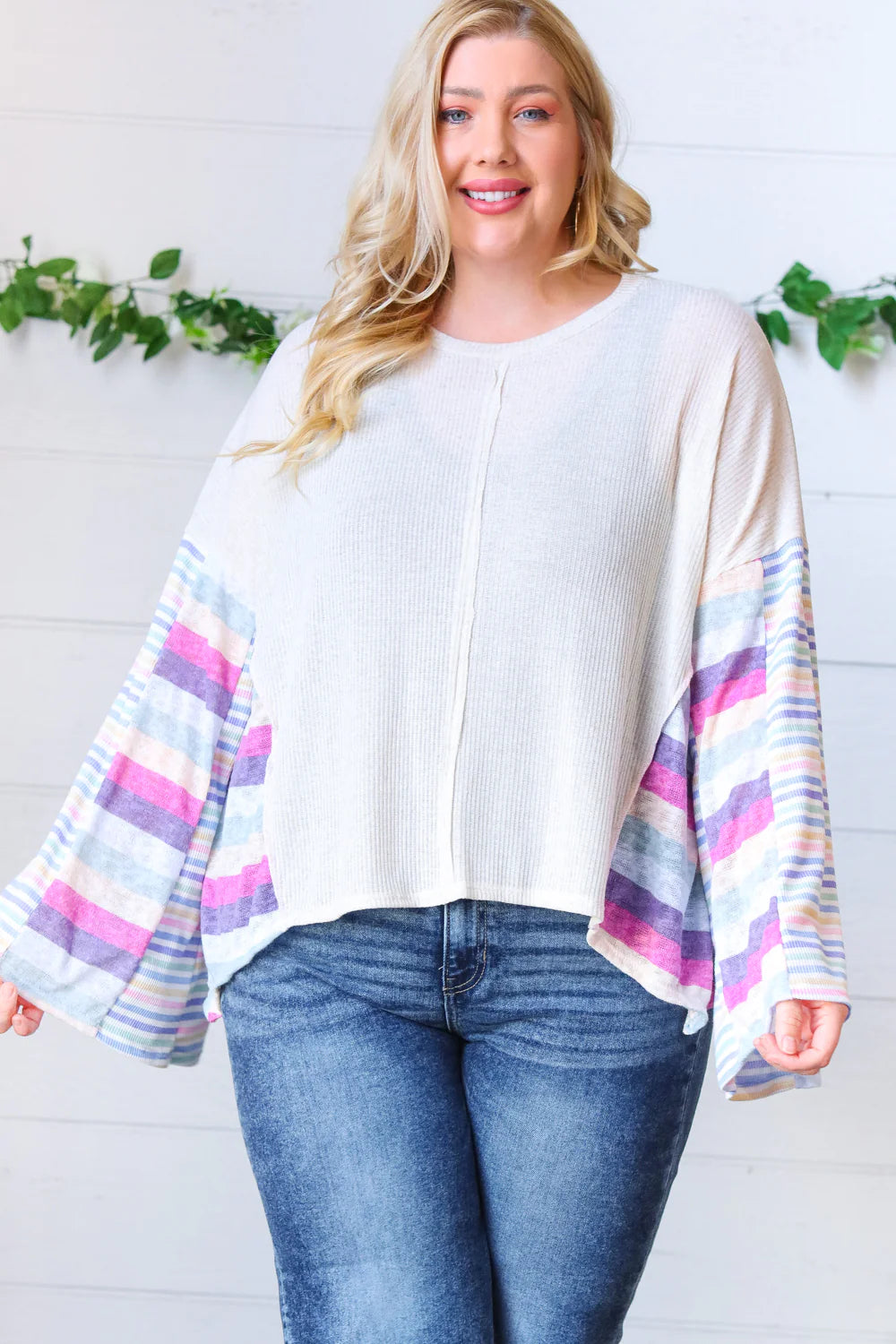 Billie Stripe Bell Sleeve Top - Atomic Wildflower