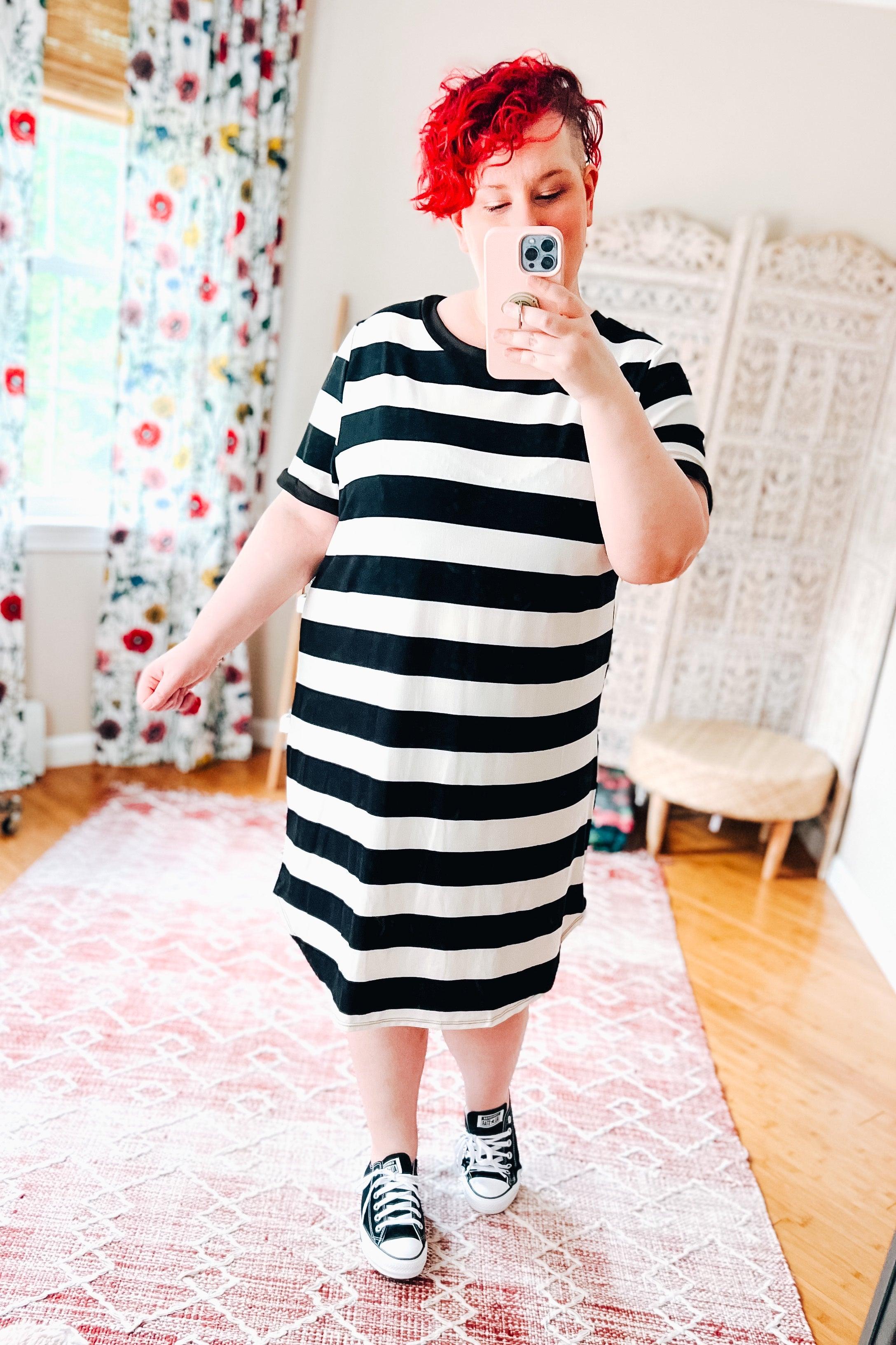 Oh Sheila Striped T Shirt Dress - Atomic Wildflower
