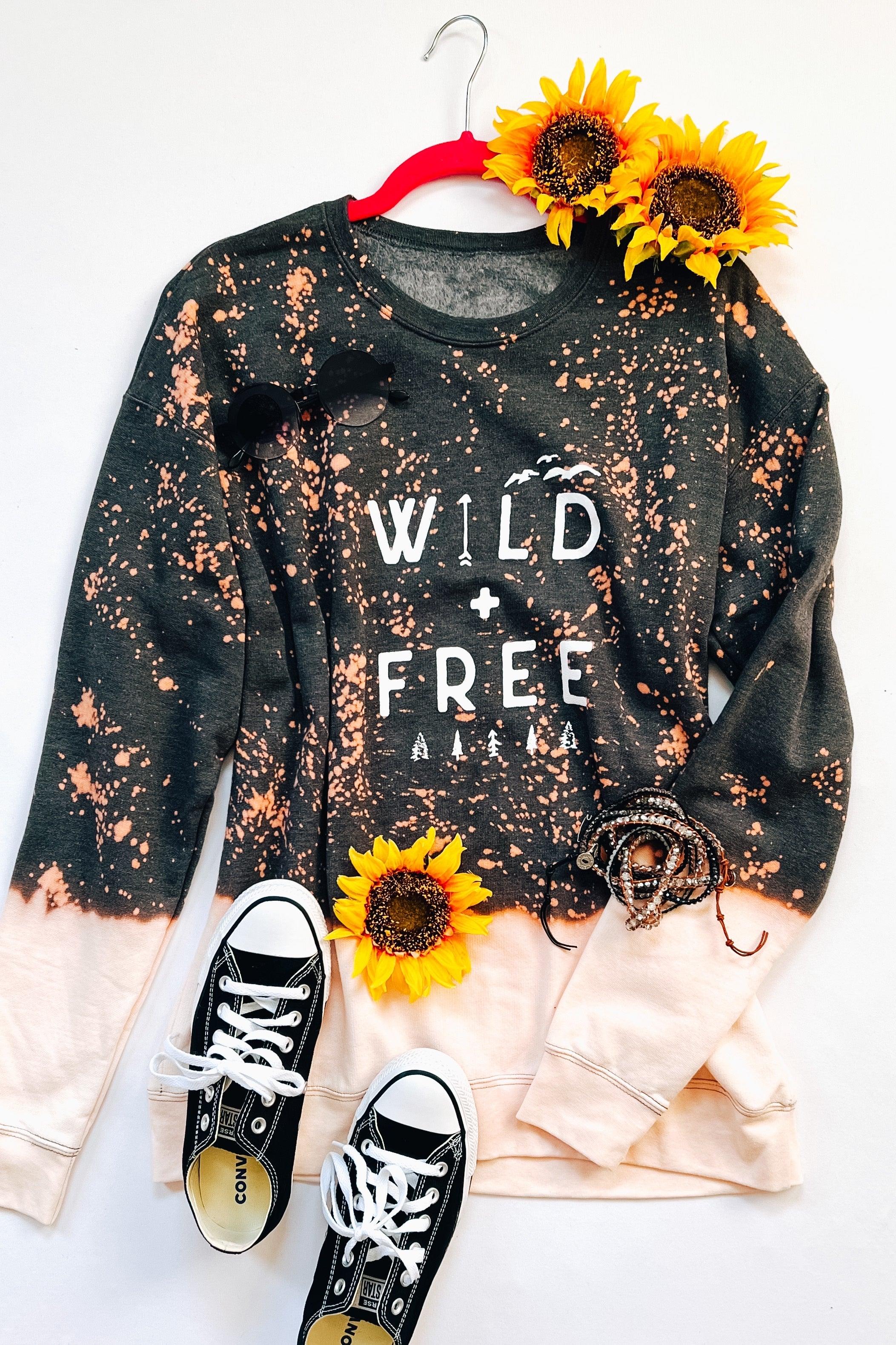 Wild & Free Bleached Sweatshirt - Atomic Wildflower