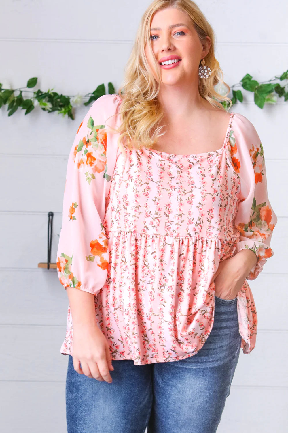 Lovers Picnic Chiffon Babydoll Blouse - Atomic Wildflower