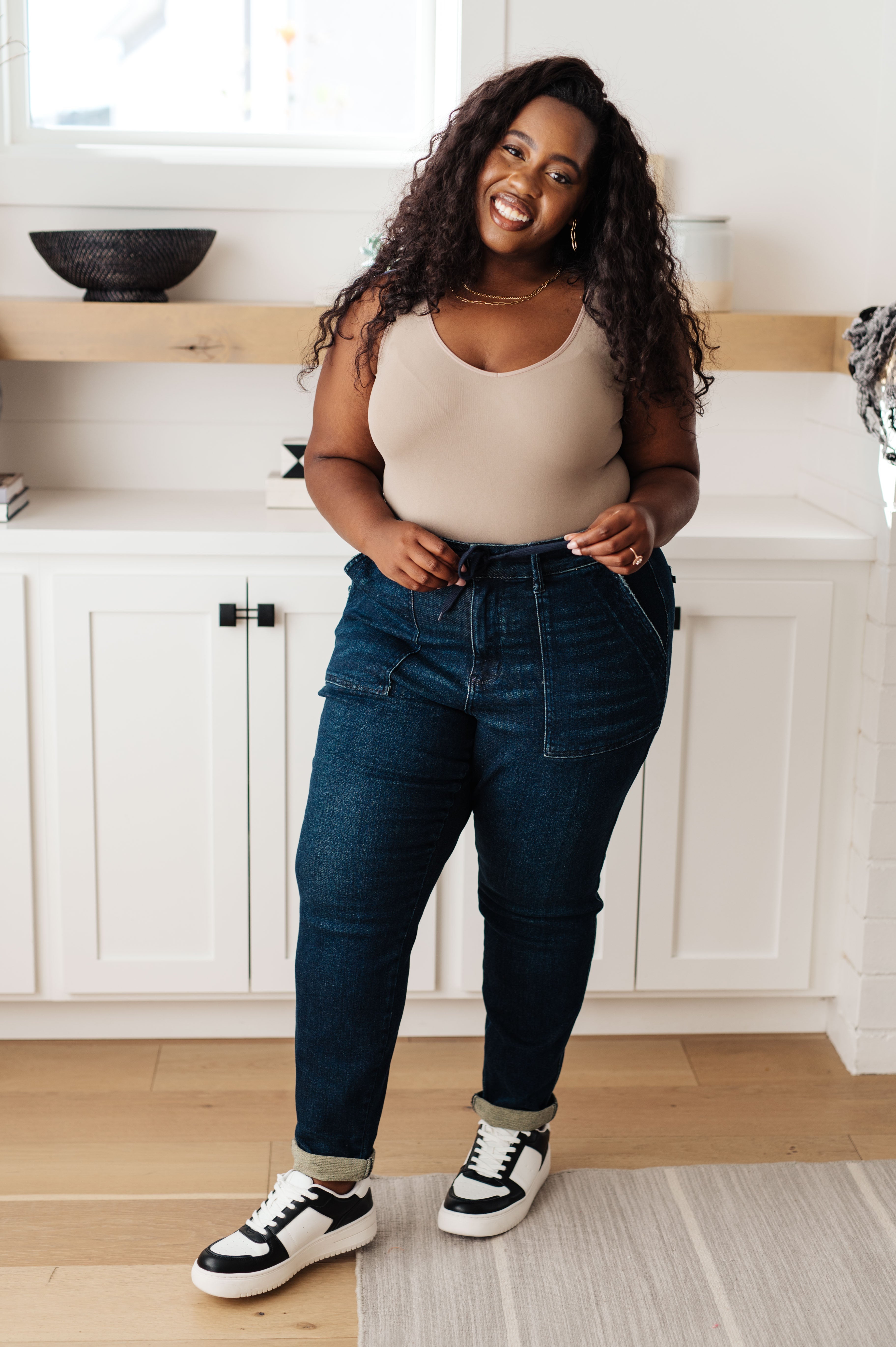 Eli Pull On Denim Joggers • Dark Wash