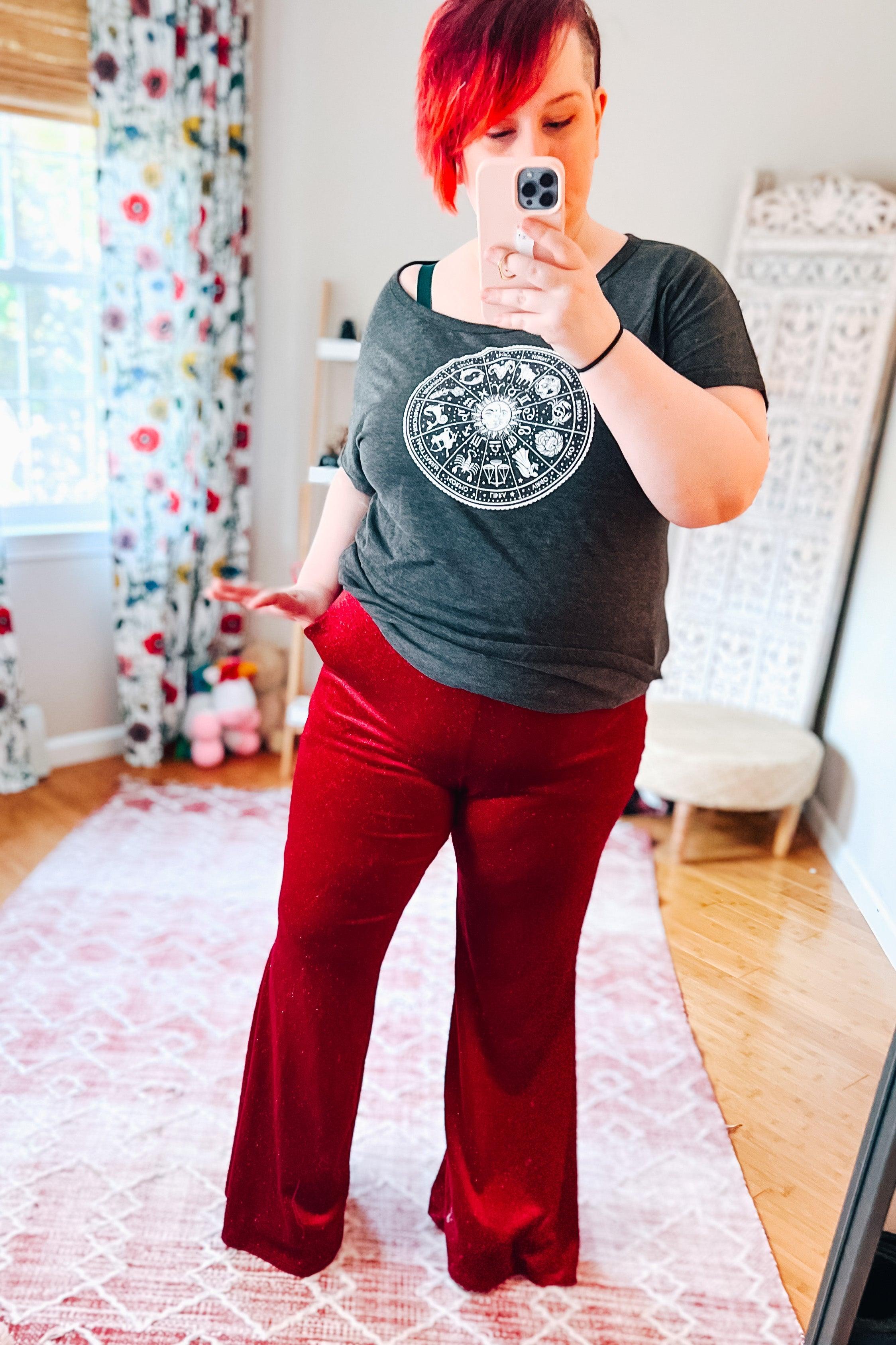 Disco Days Glitter Bell Bottoms • Ruby - Atomic Wildflower
