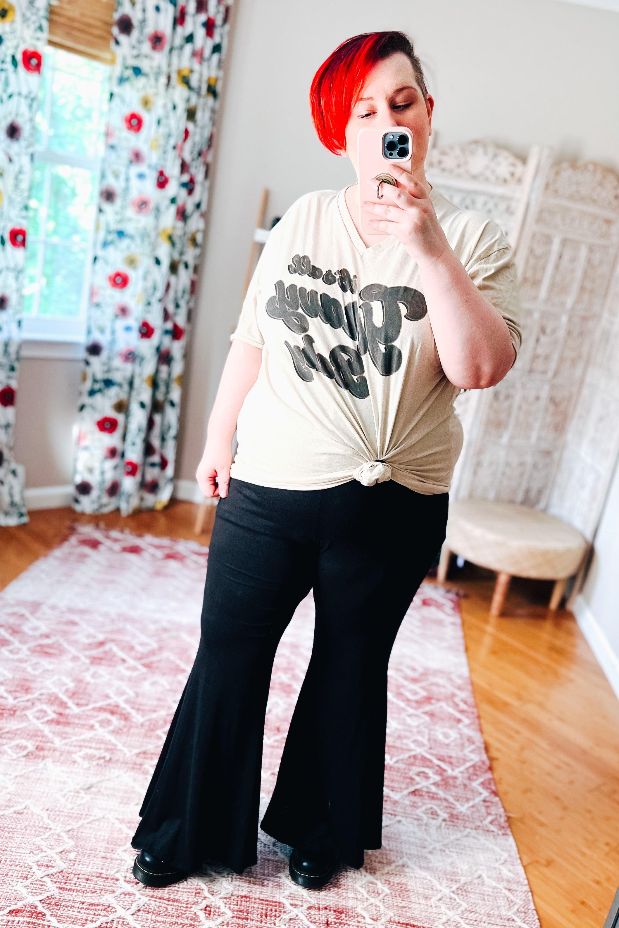 Never Basic Black Flared Pants - Atomic Wildflower