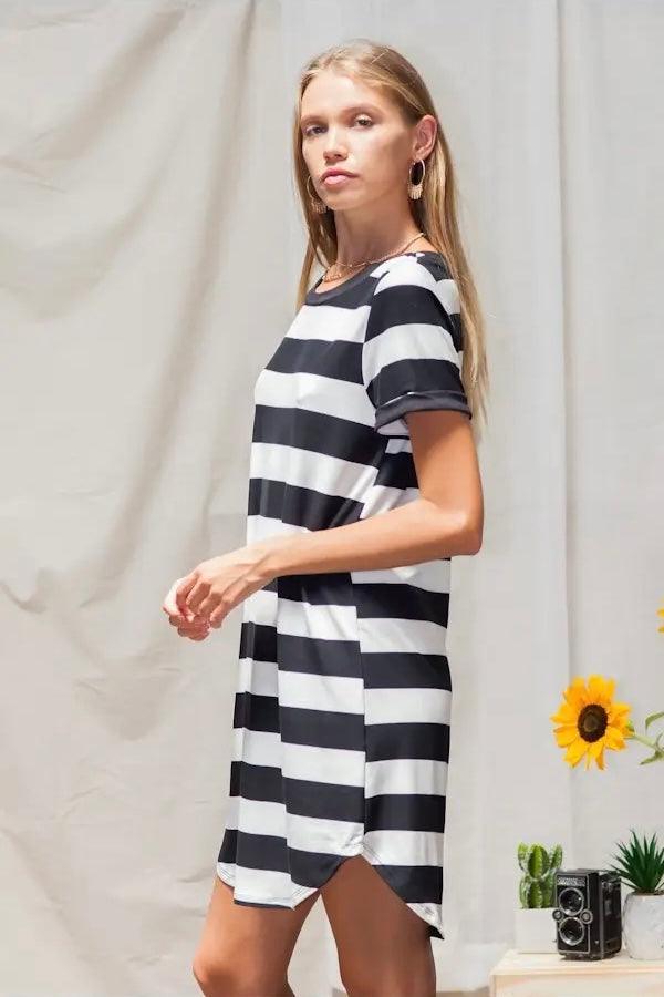 Oh Sheila Striped T Shirt Dress - Atomic Wildflower