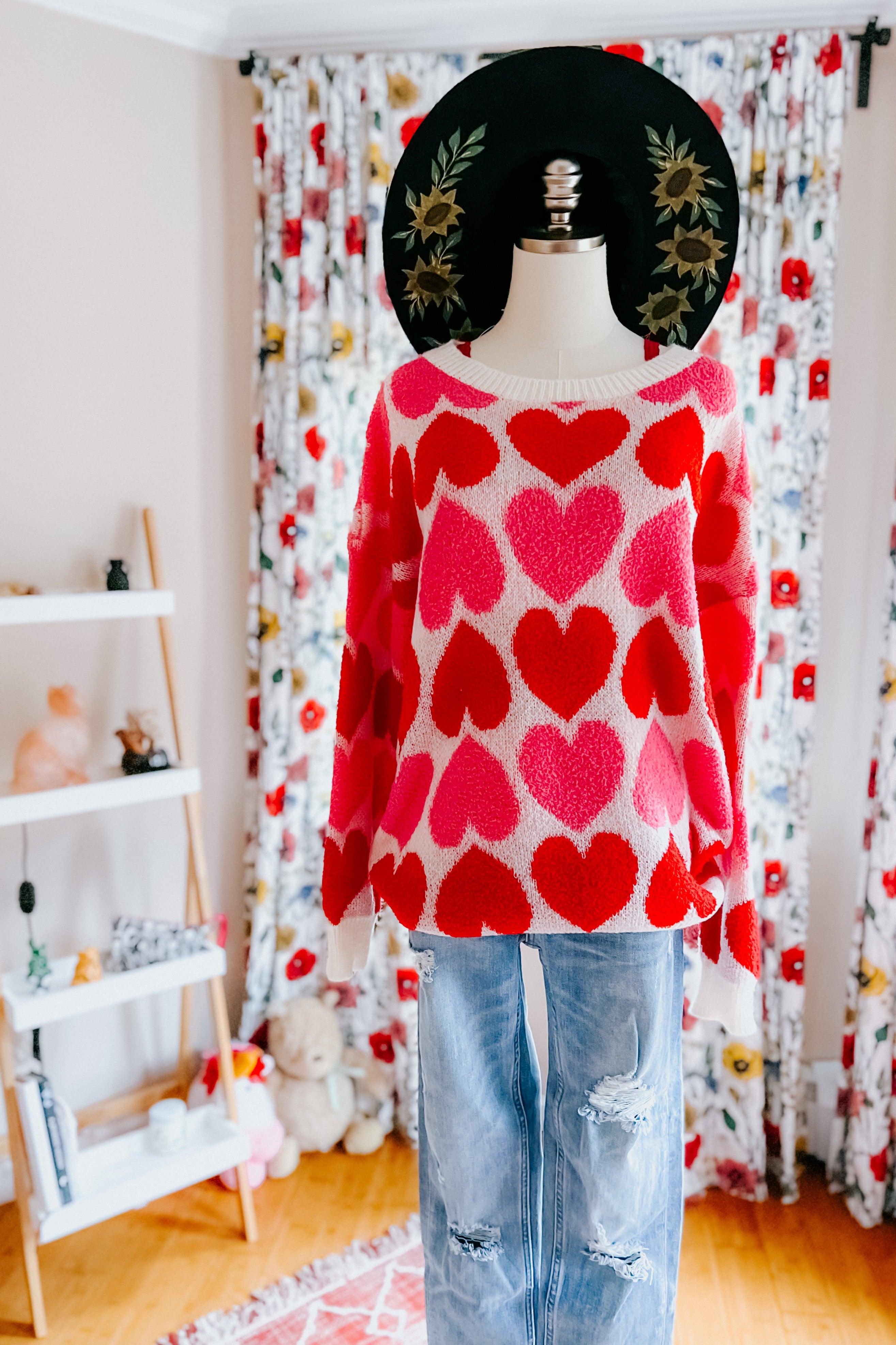 Heart To Heart Oversized Sweater - Atomic Wildflower