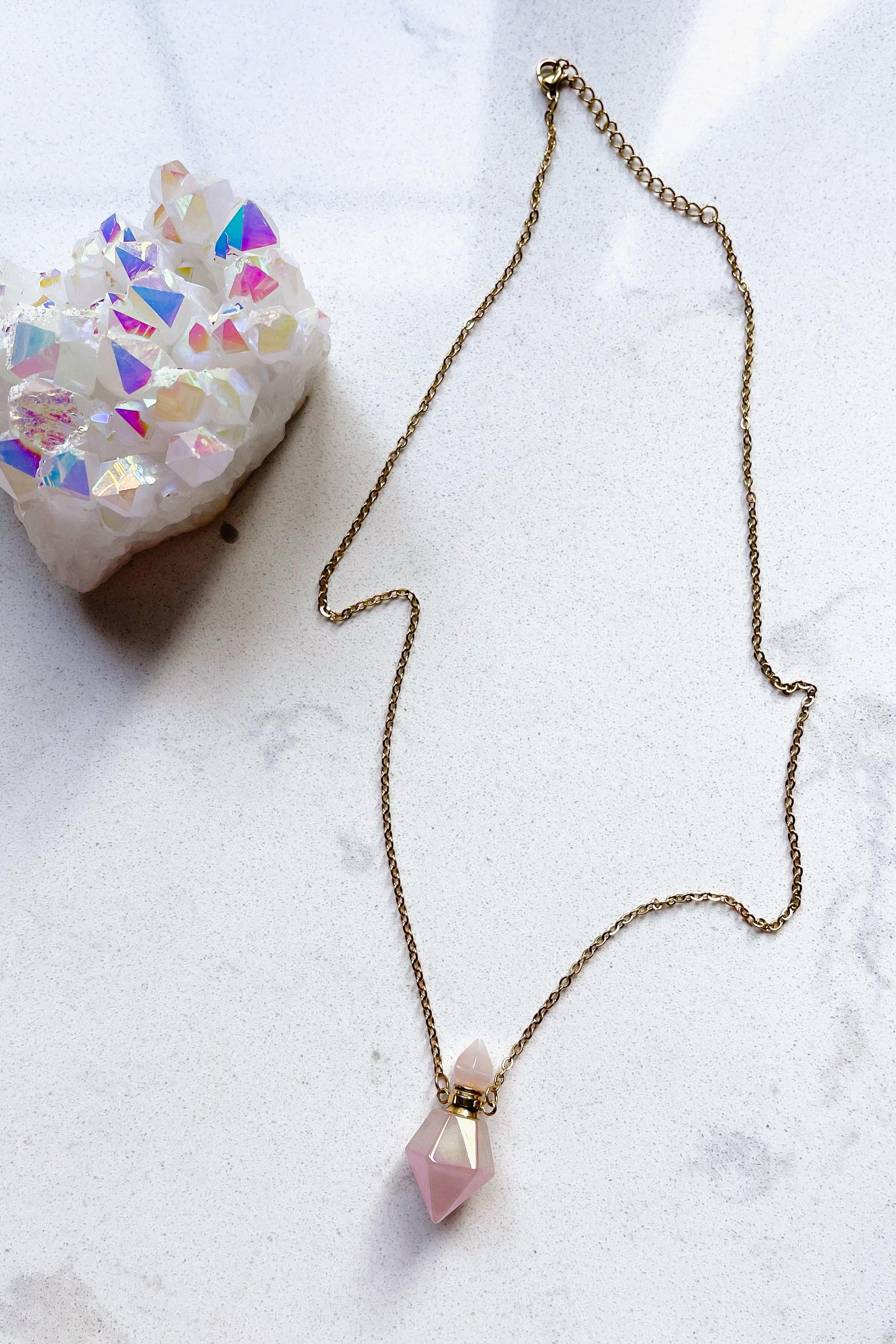 Rosie Rose Quartz Potion Bottle Necklace - Atomic Wildflower