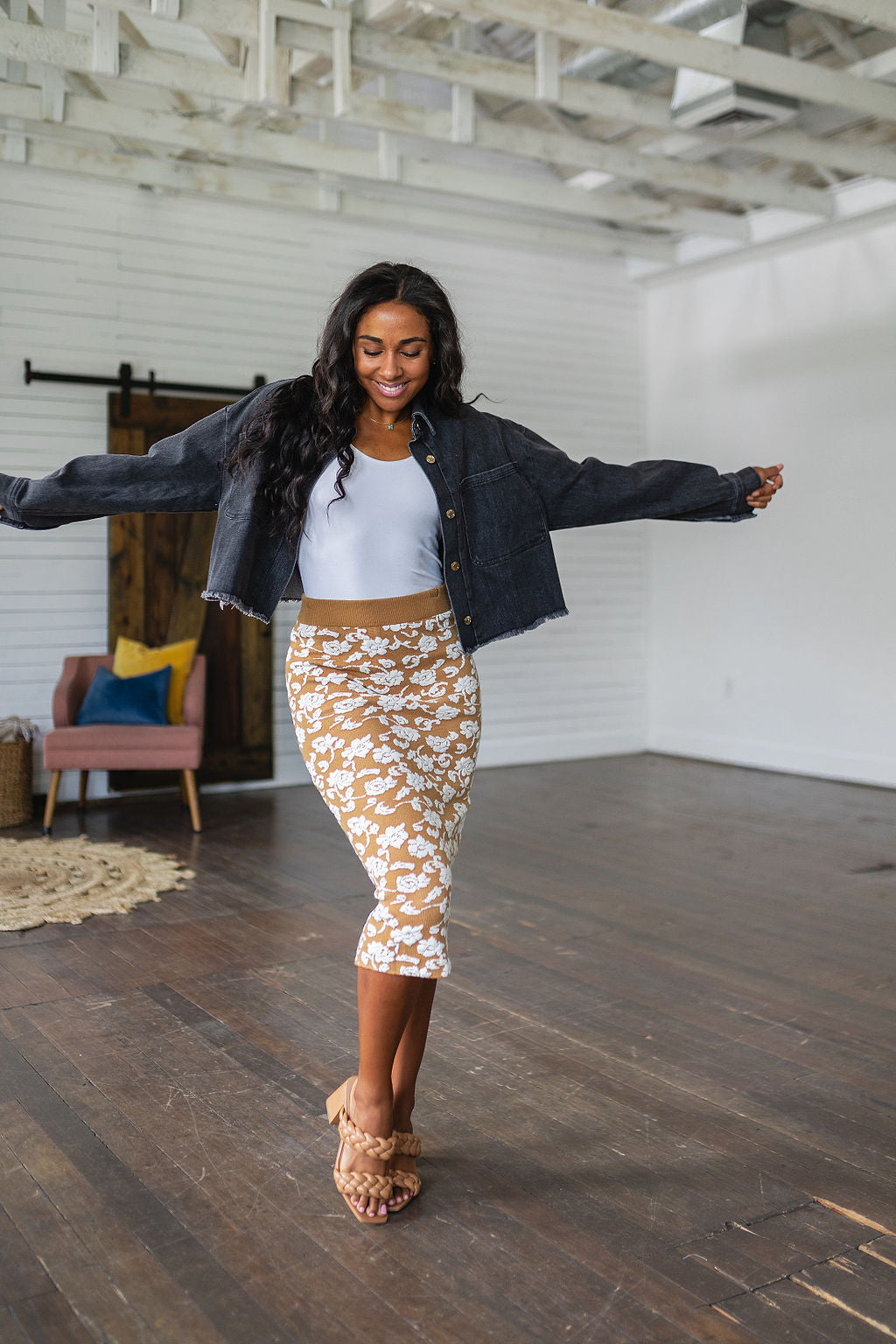 Kiss From a Rose Knit Pencil Skirt - Atomic Wildflower