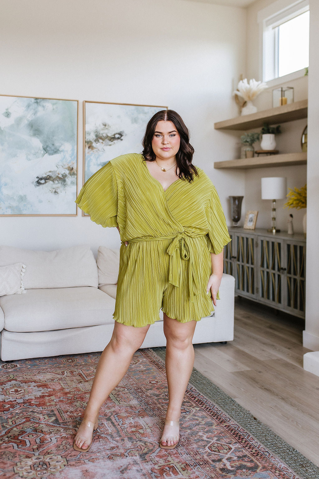 Lovely Life Plisse Romper • Green - Atomic Wildflower