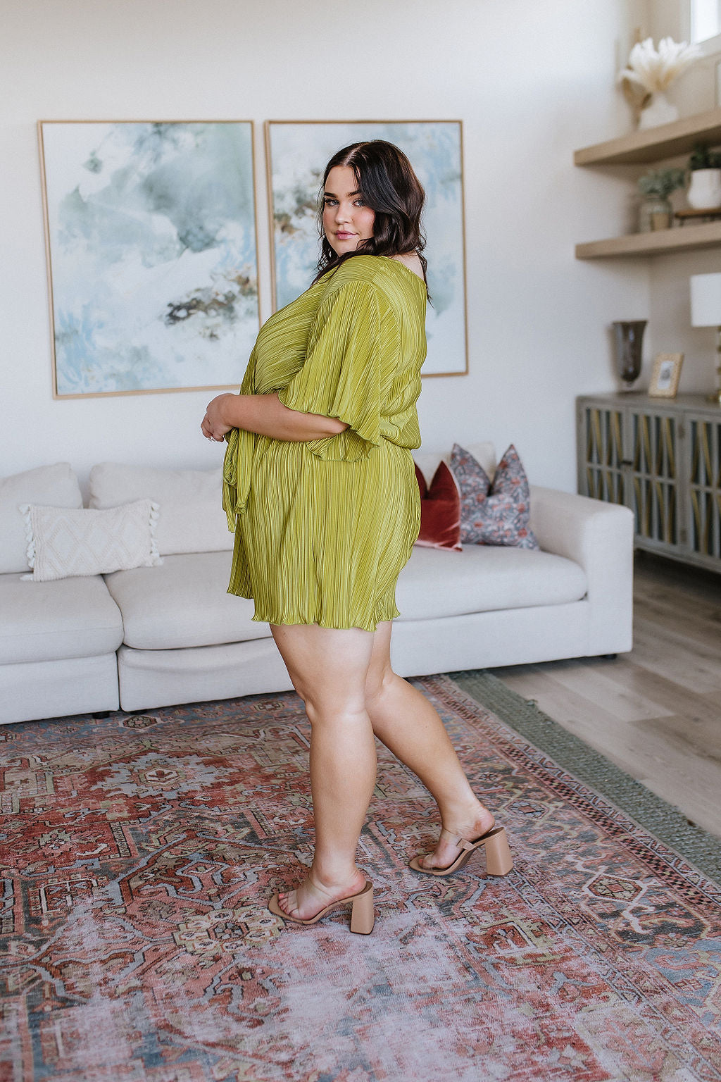 Lovely Life Plisse Romper • Green - Atomic Wildflower