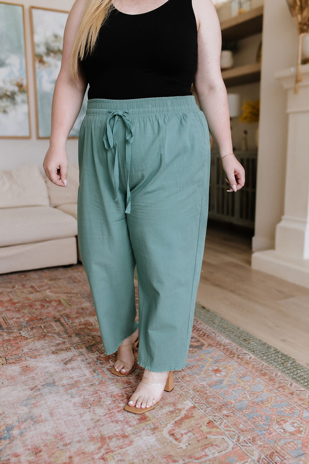 Love Me Dearly High Waisted Pants • Jade - Atomic Wildflower