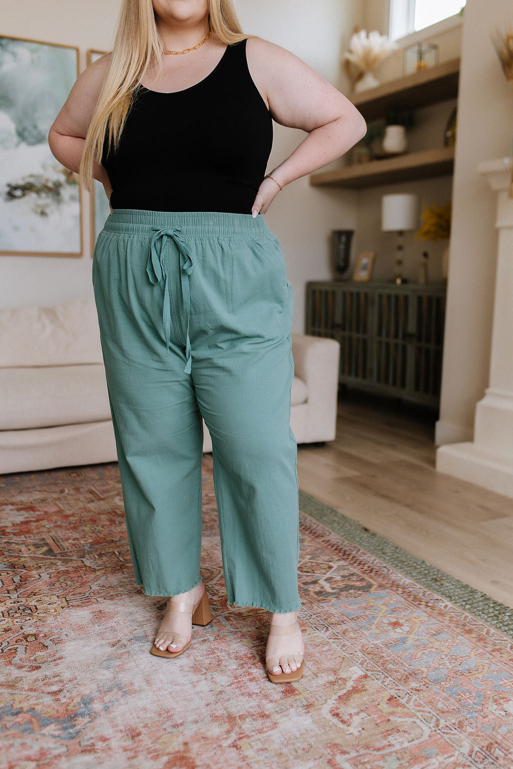 Love Me Dearly High Waisted Pants • Jade - Atomic Wildflower